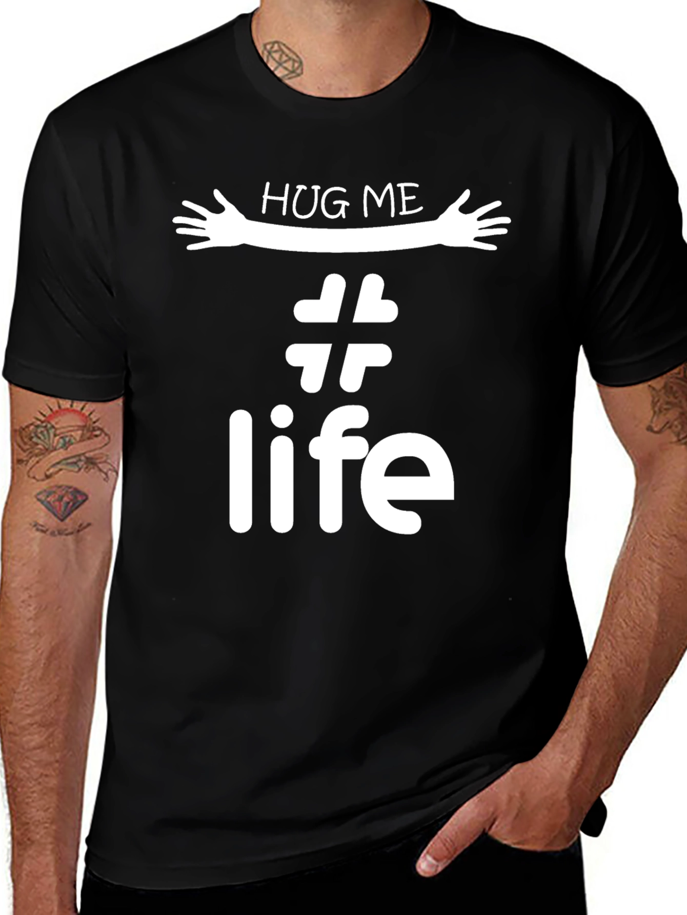 Variant 18 of Hug Me Life T-Shirt - Trendy Graphic Tee