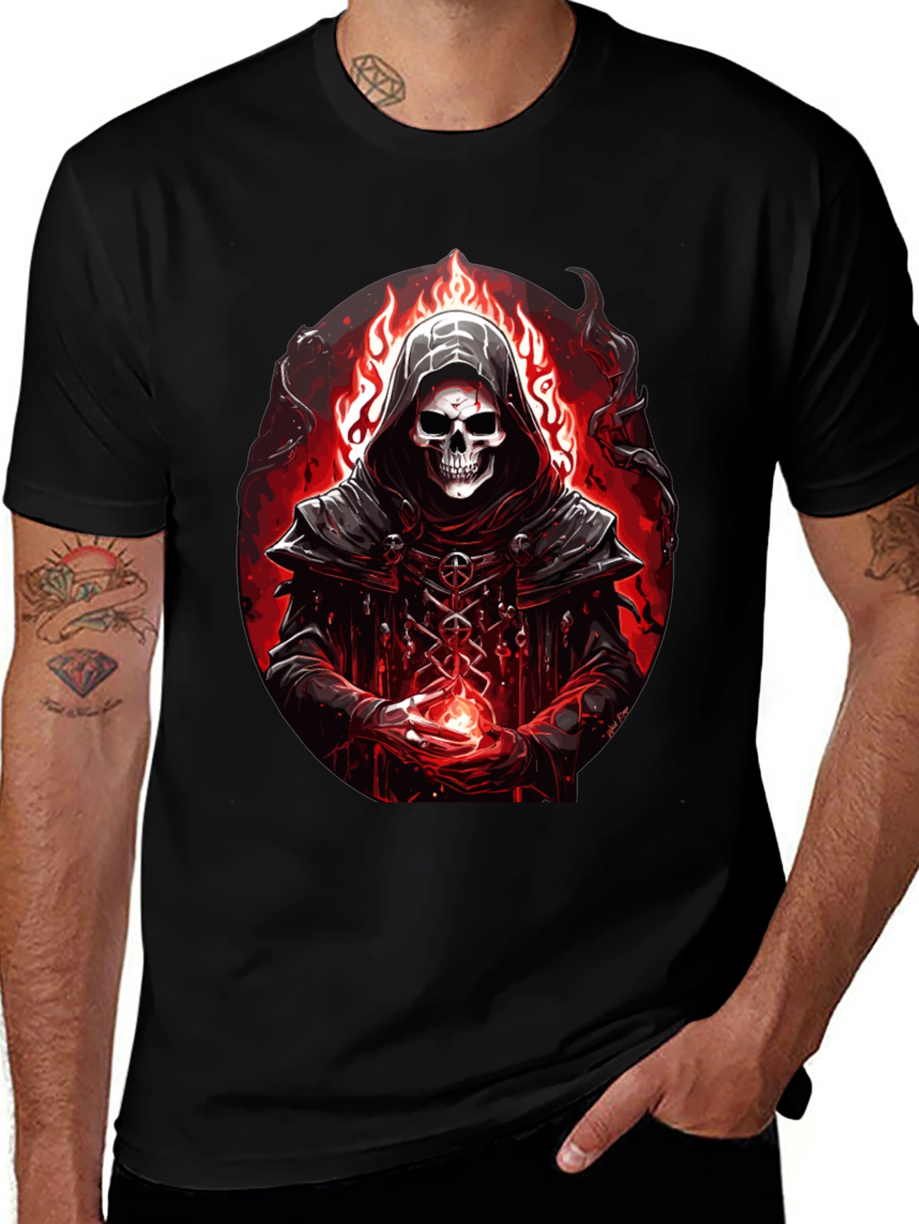 Variant 6 of Grim Reaper Graphic Tee - Dark Fantasy T-Shirt