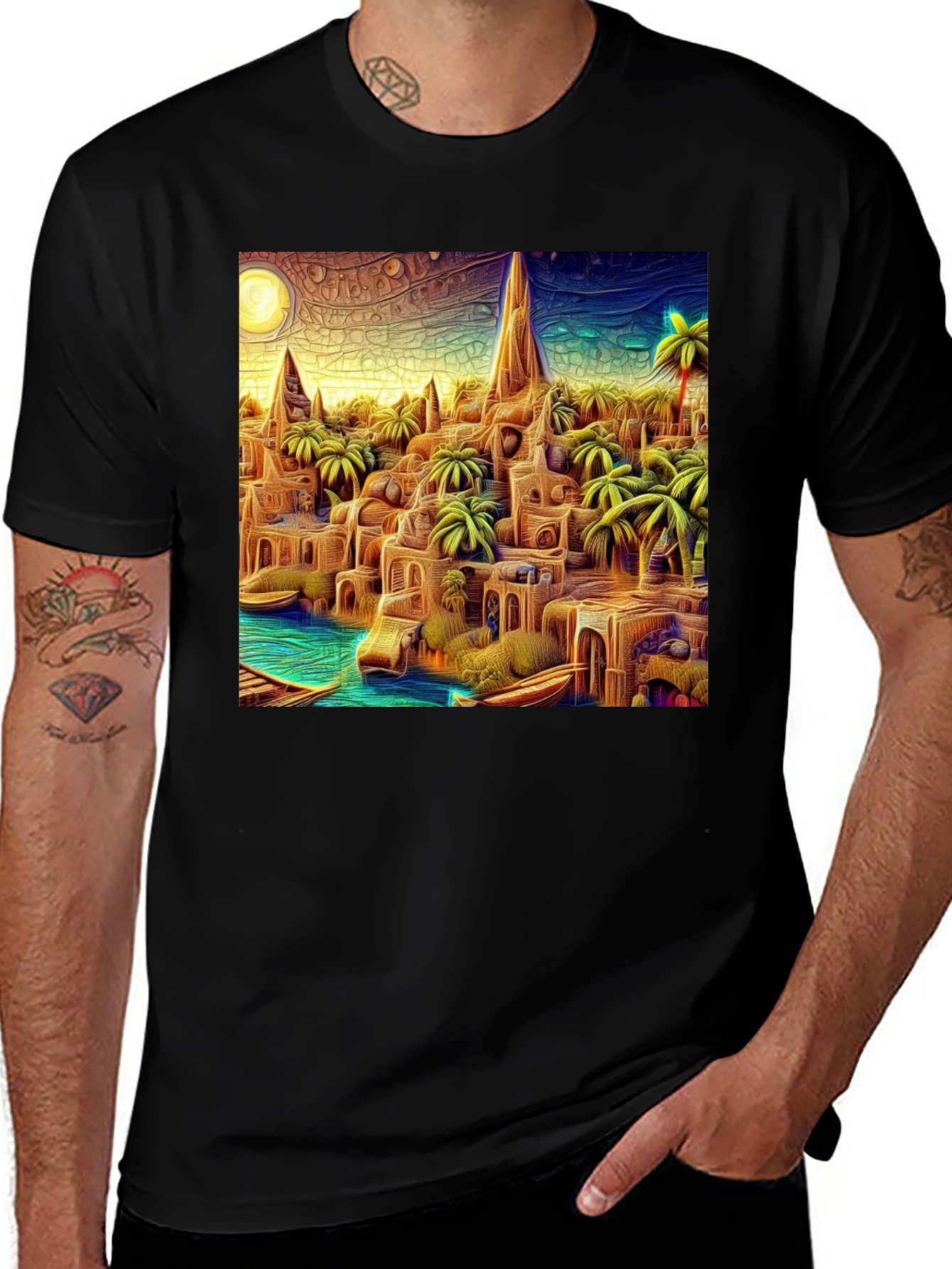Variant 18 of Palm Oasis Art Tee - Unique Graphic Design