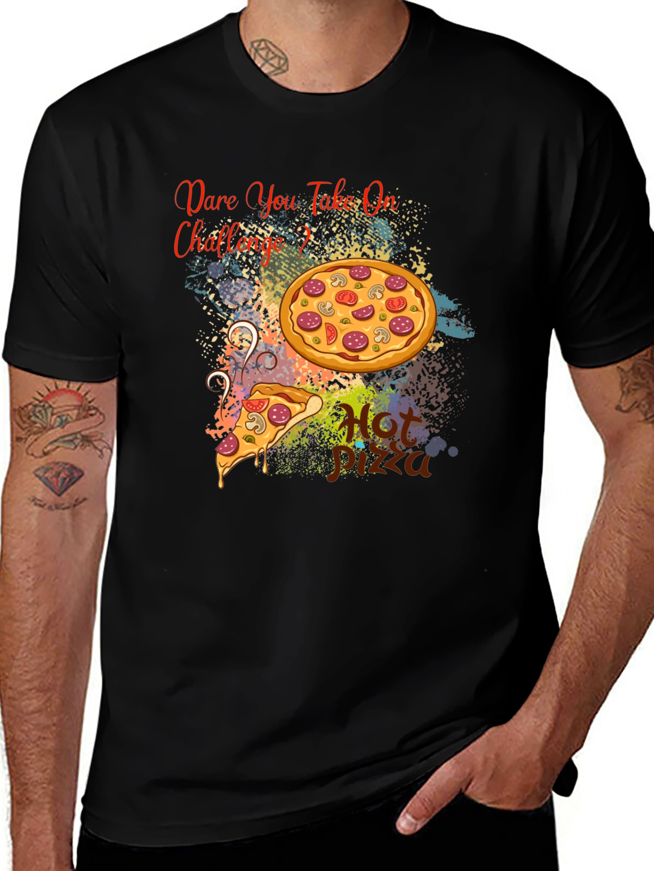 Variant 13 of Dare You Take On Pizza Challenge Black T-Shirt