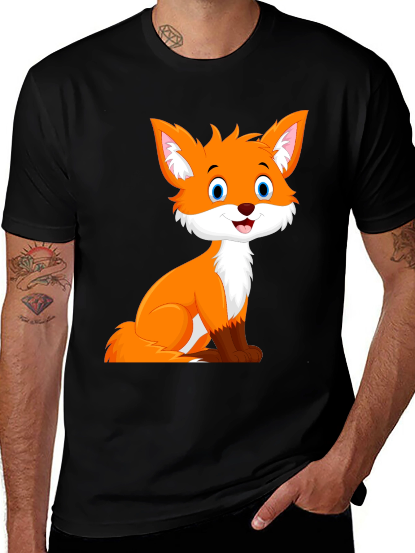 Variant 18 of Cute Fox Graphic Tee - Black Unisex T-Shirt