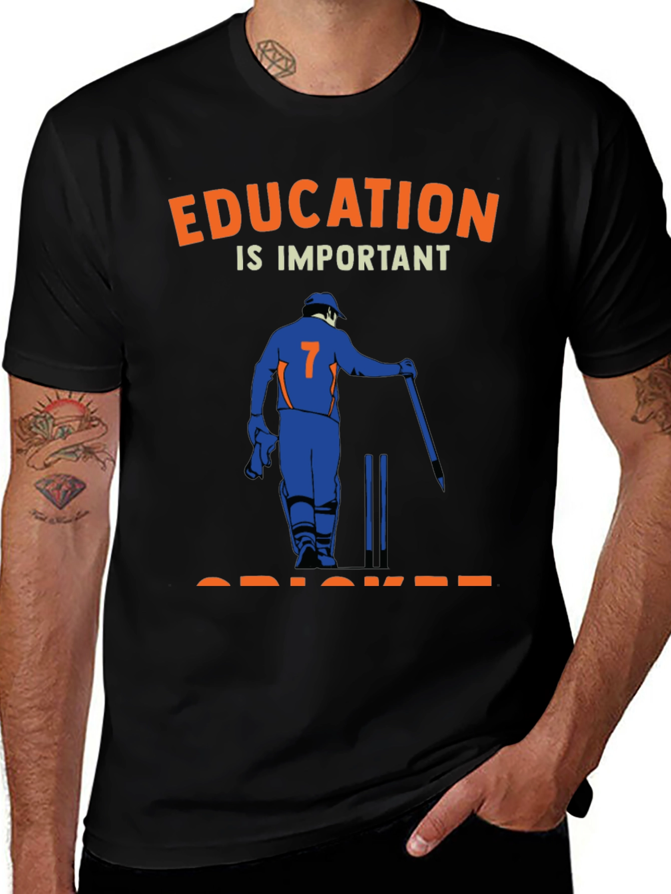Variant 8 of Education & Cricket Black T-Shirt