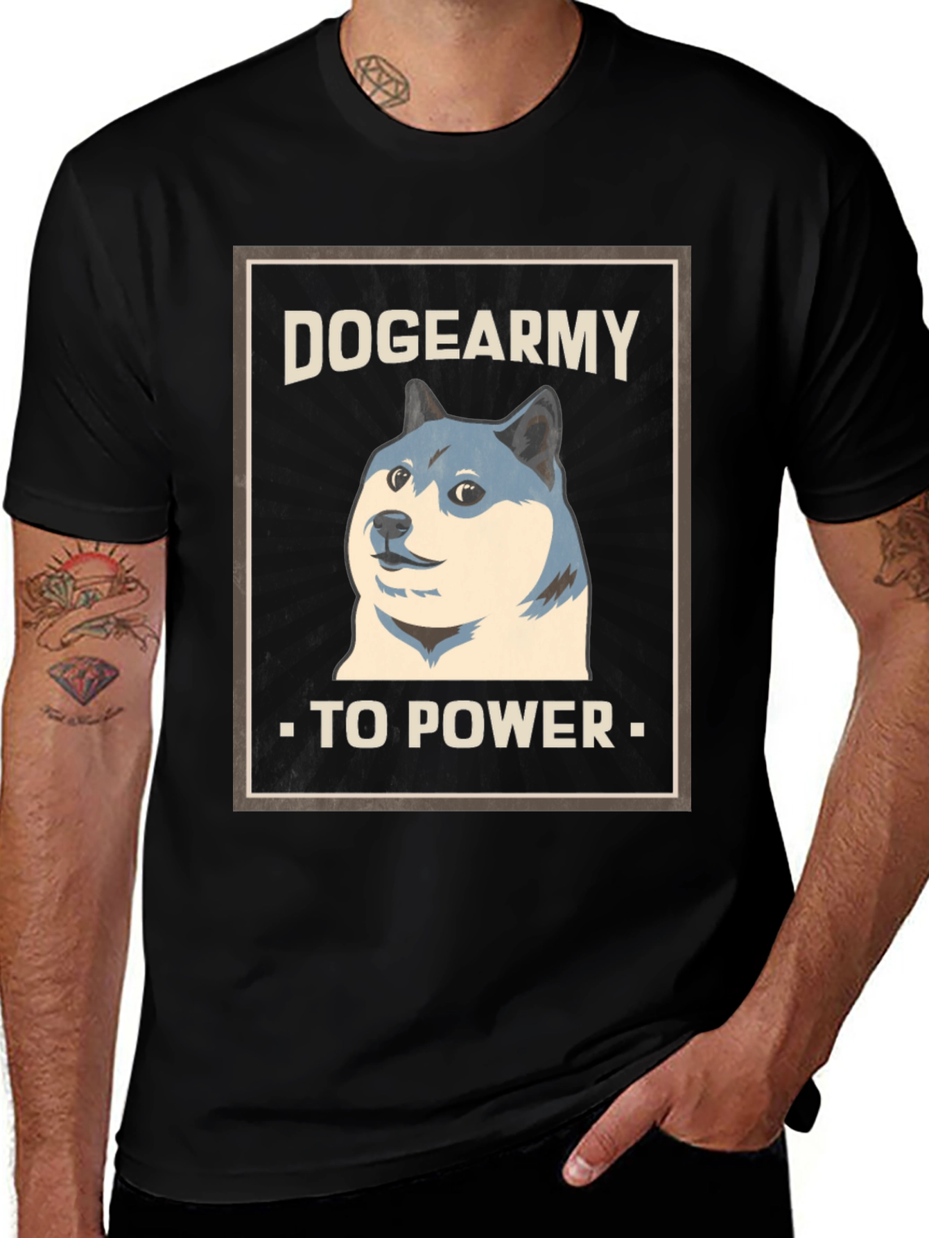DogeArmy To Power Graphic T-Shirt - Black