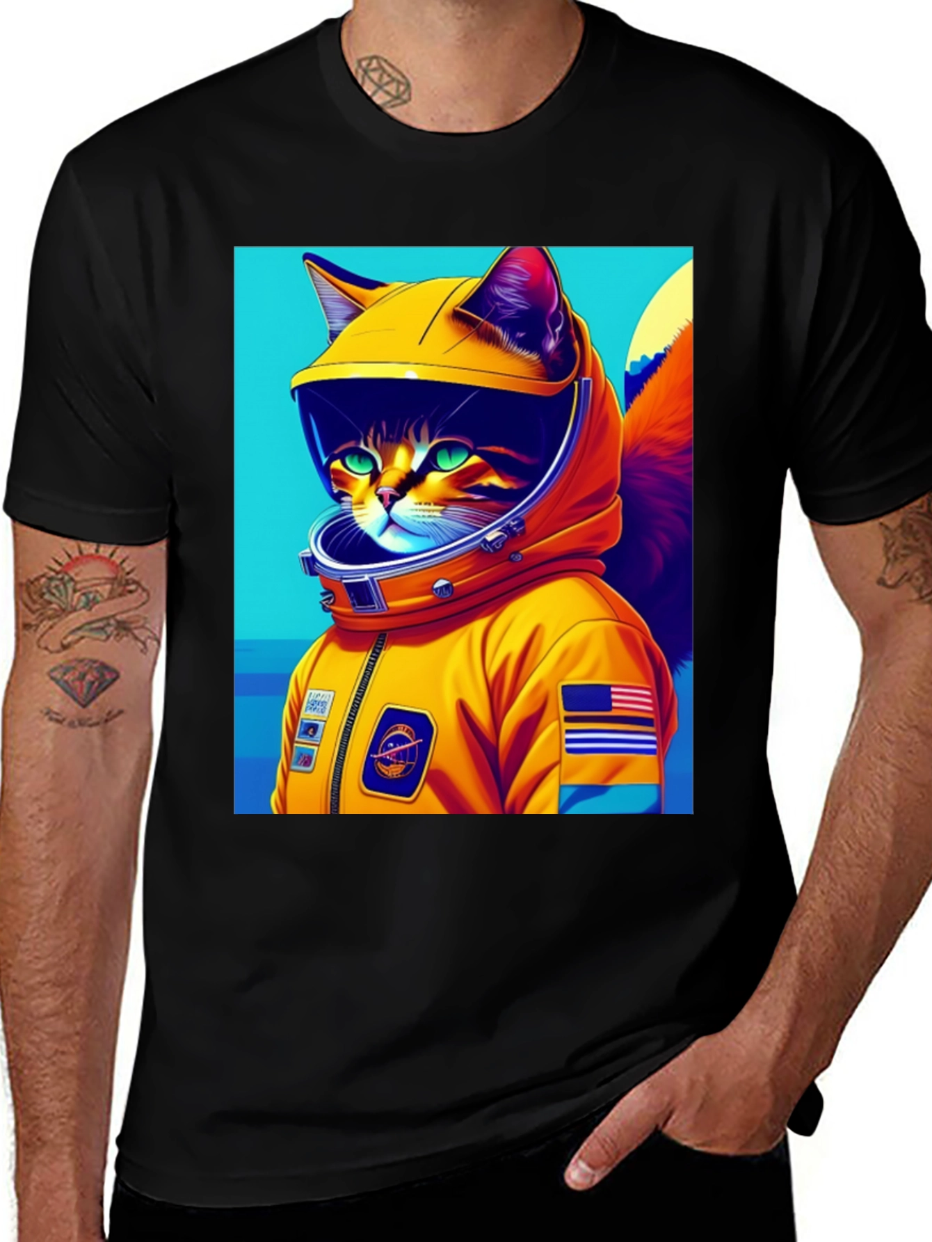 Variant 13 of Cosmic Cat Astronaut T-Shirt - Space Adventure!