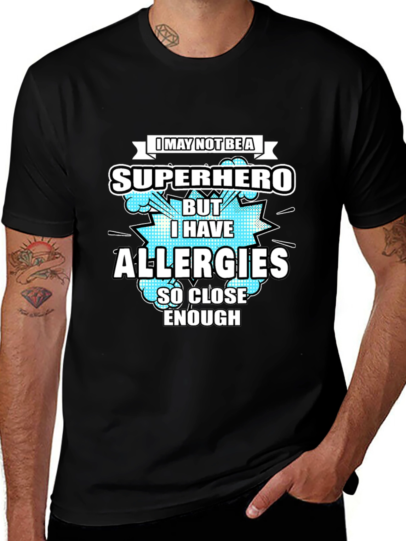 Variant 6 of Allergies Superhero T-Shirt Funny Allergy Humor Tee