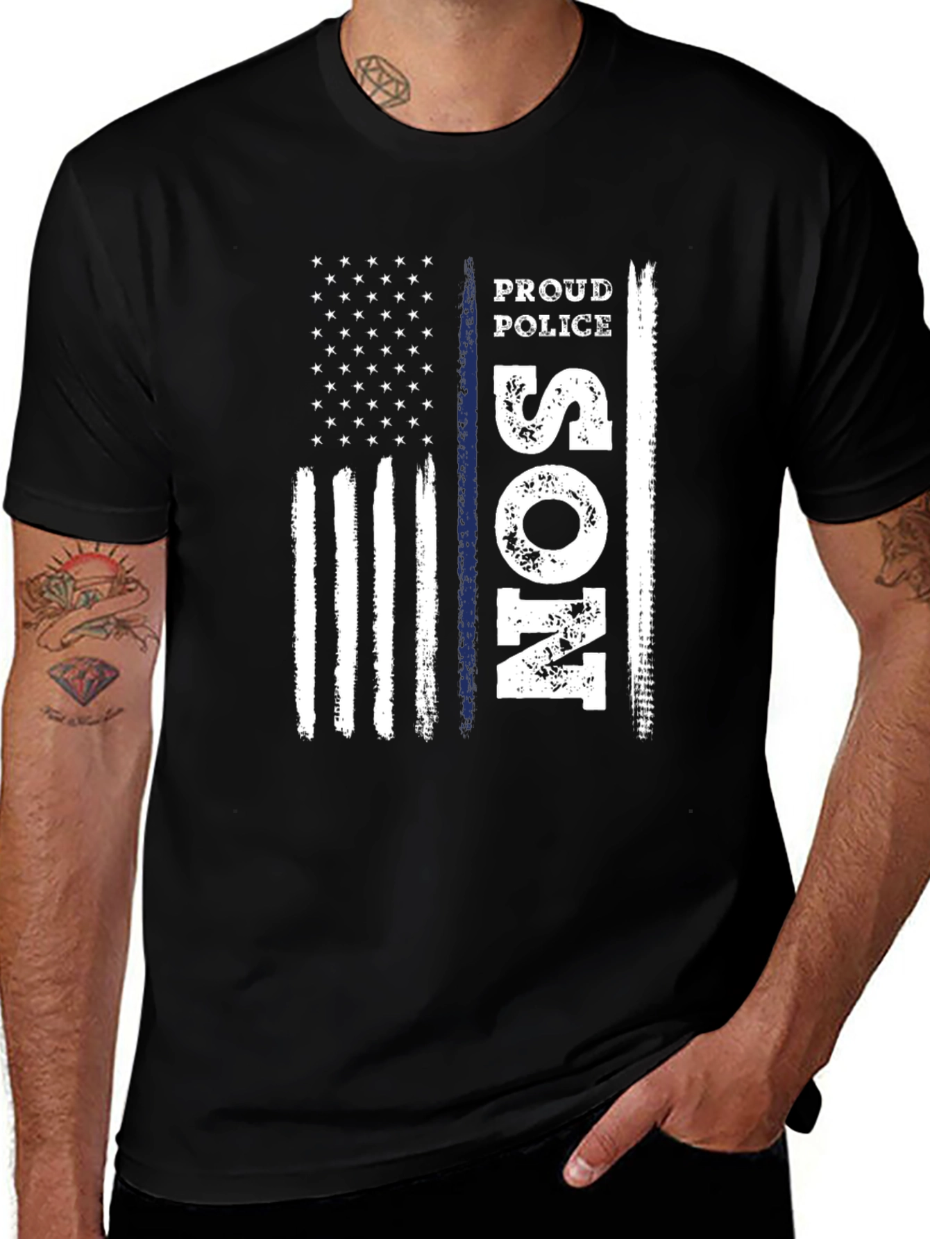 Variant 14 of Proud Police Son T-Shirt Black