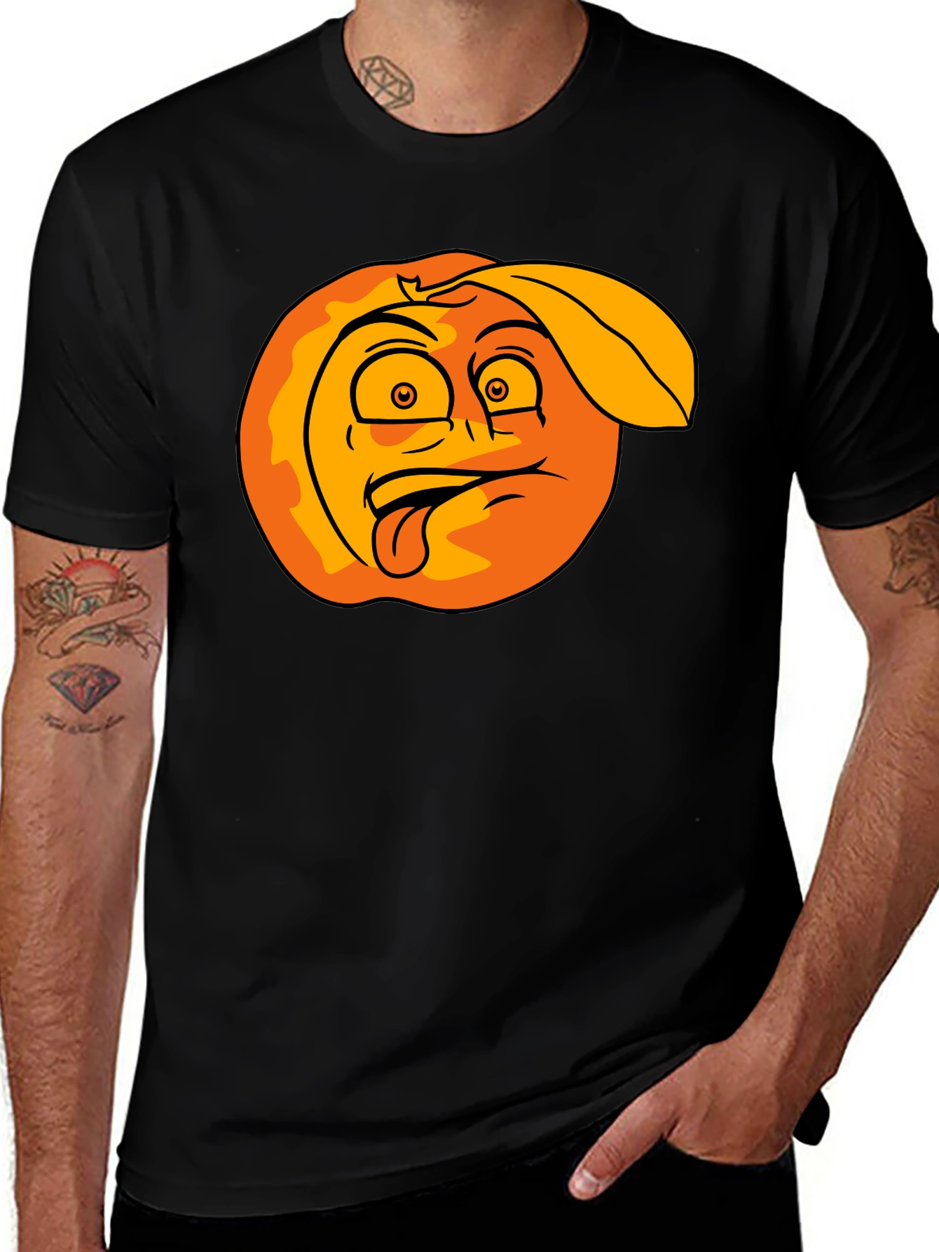 Funny Peach Face Black T-Shirt