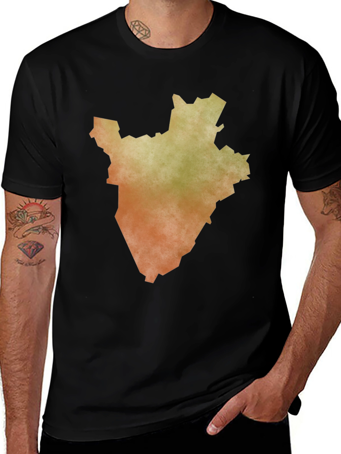 Burundi Map Graphic Tee - Black Cotton T-Shirt