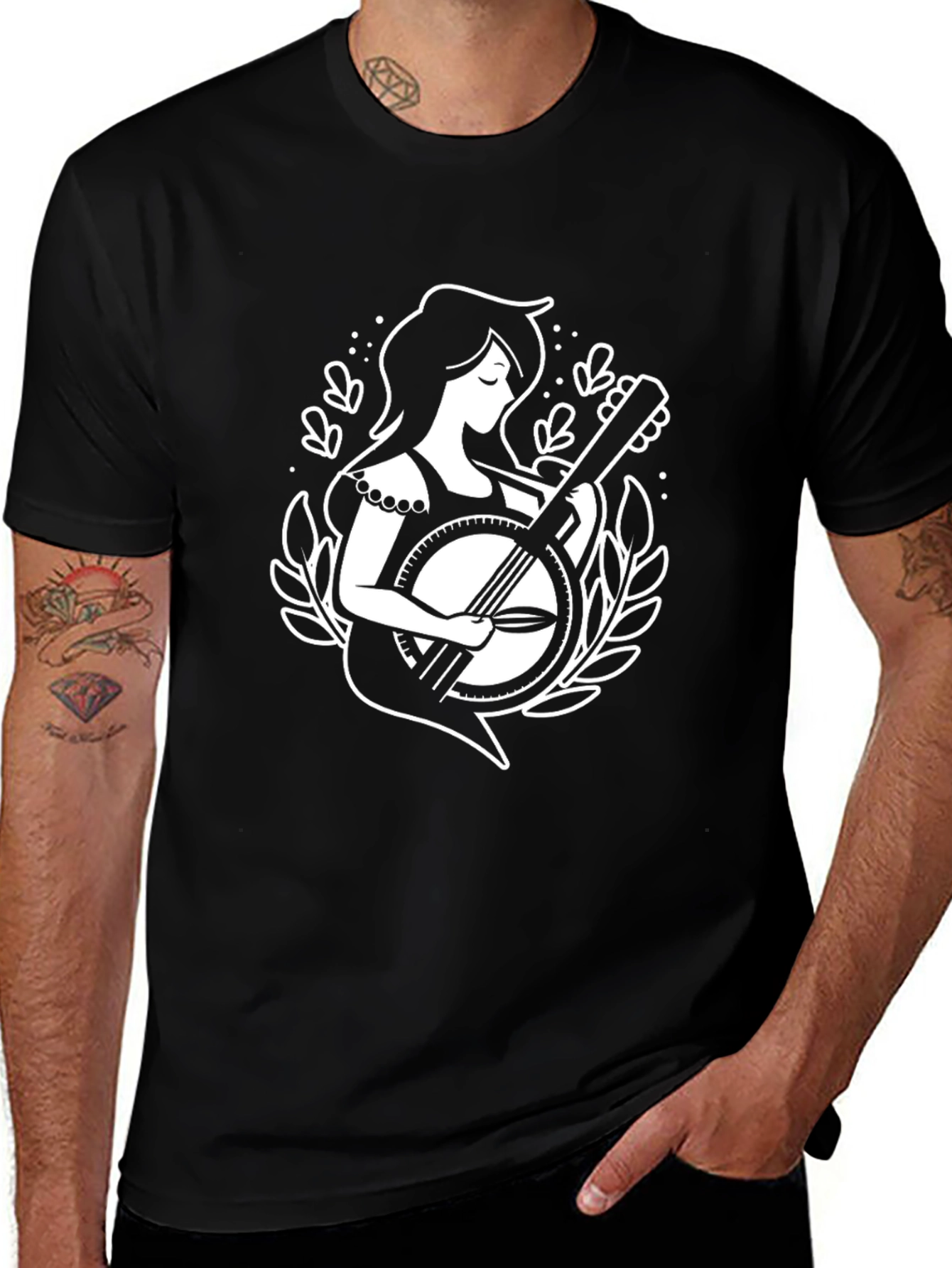Variant 9 of Banjo Girl Graphic Tee - Unique Musician Shirt