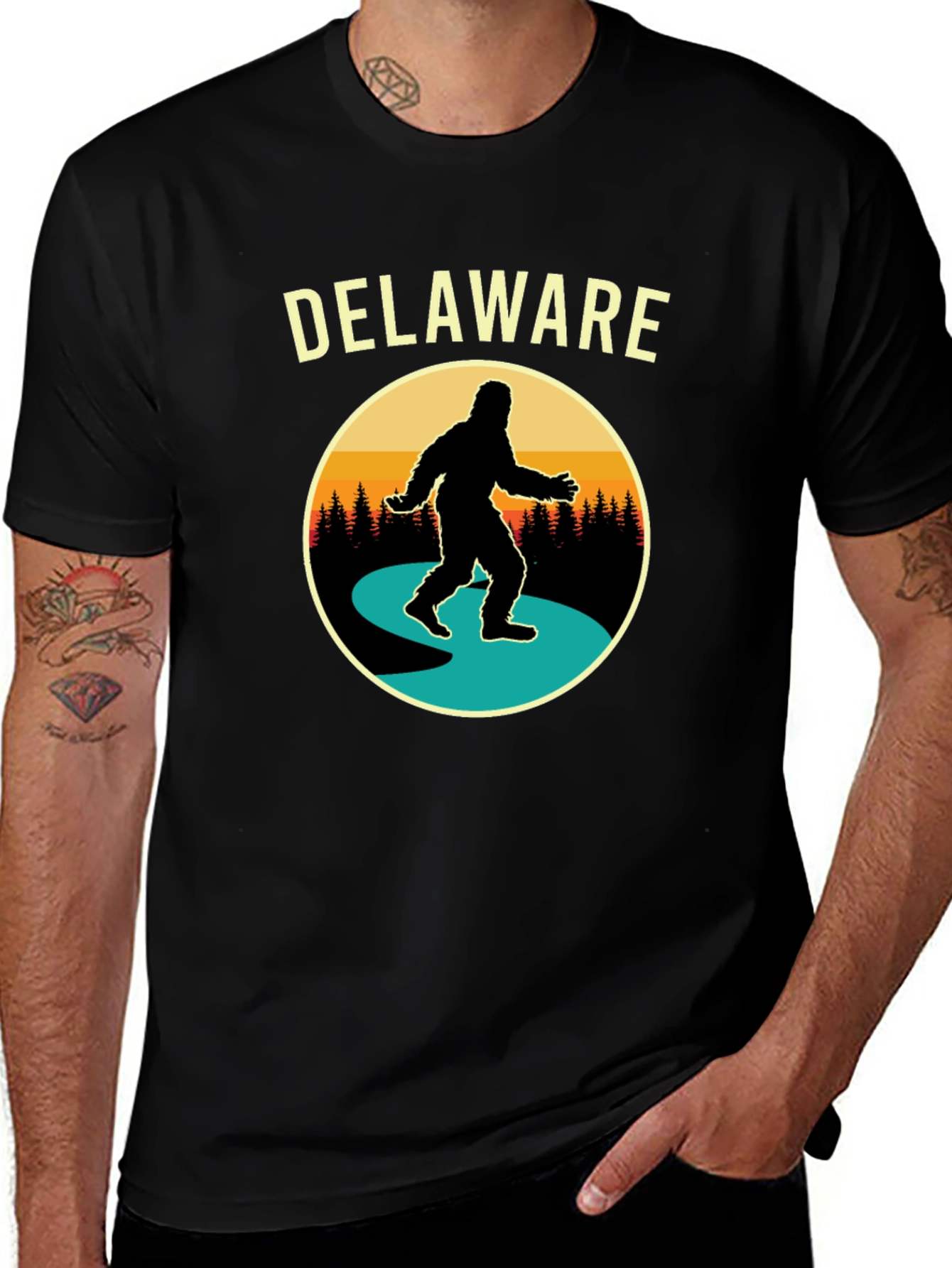 Delaware Bigfoot Graphic T-Shirt - Sasquatch Adventure Tee