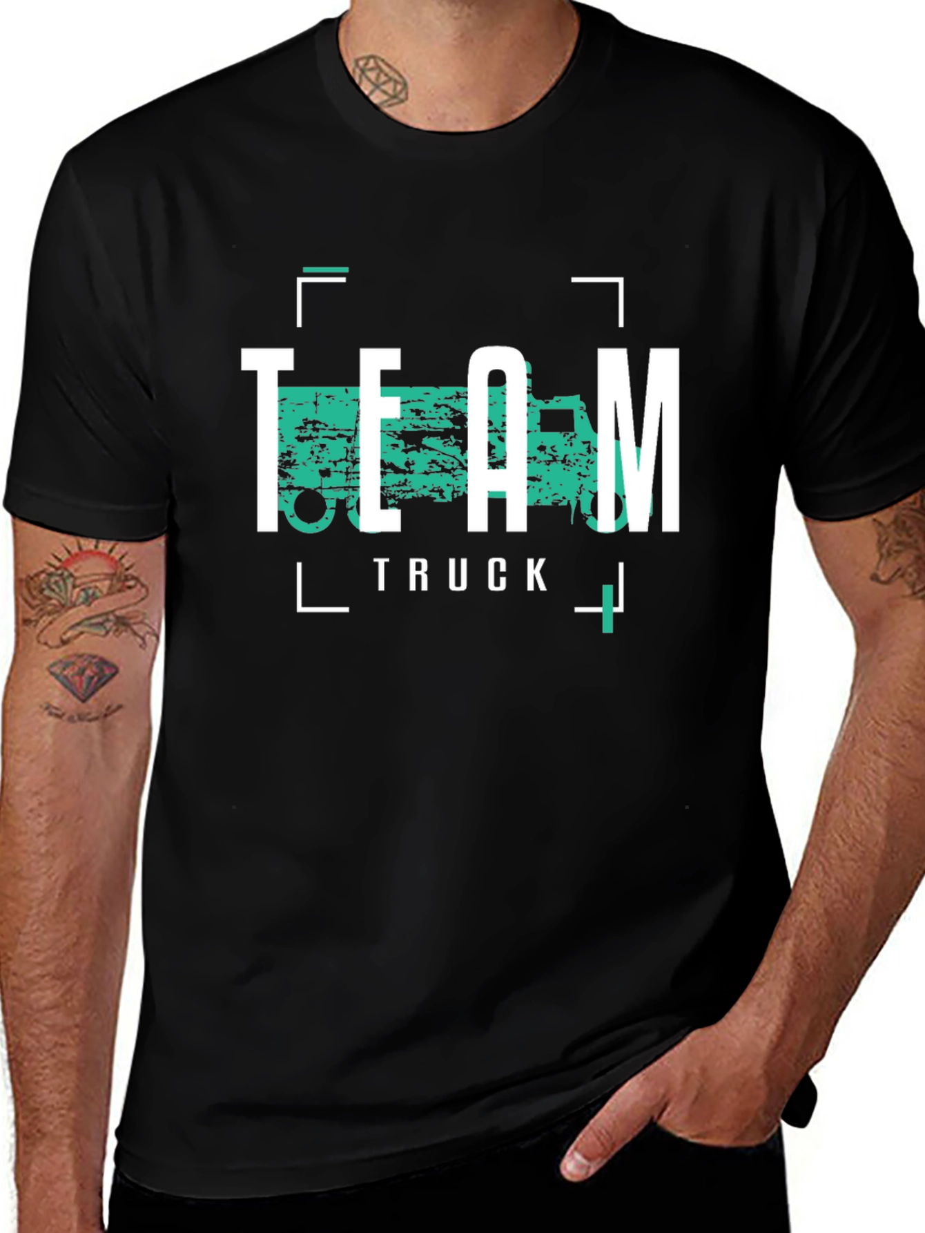 Black Team Truck Graphic Tee - Cool Black T-Shirt main image