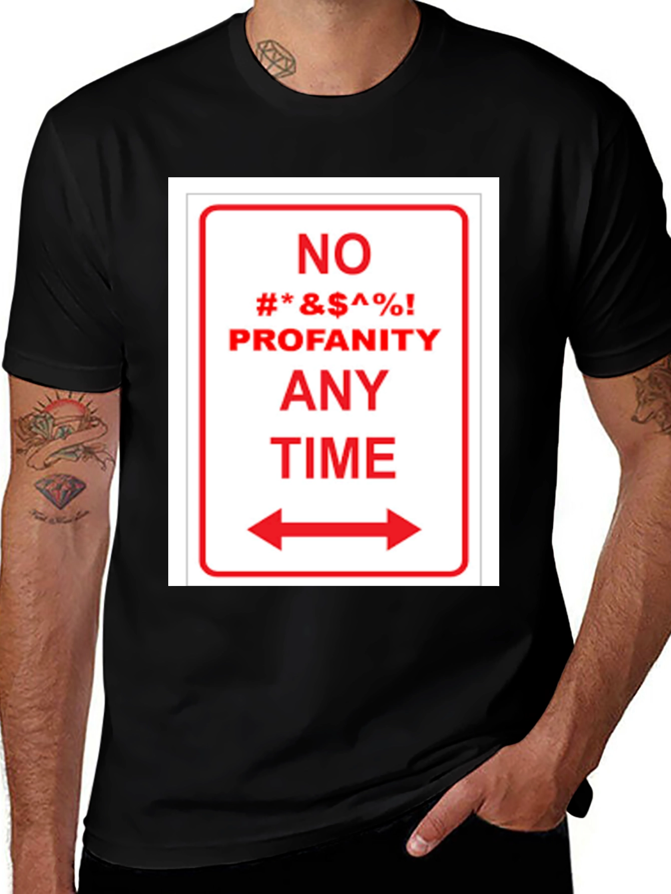 Black No Profanity Anytime Graphic Tee main image