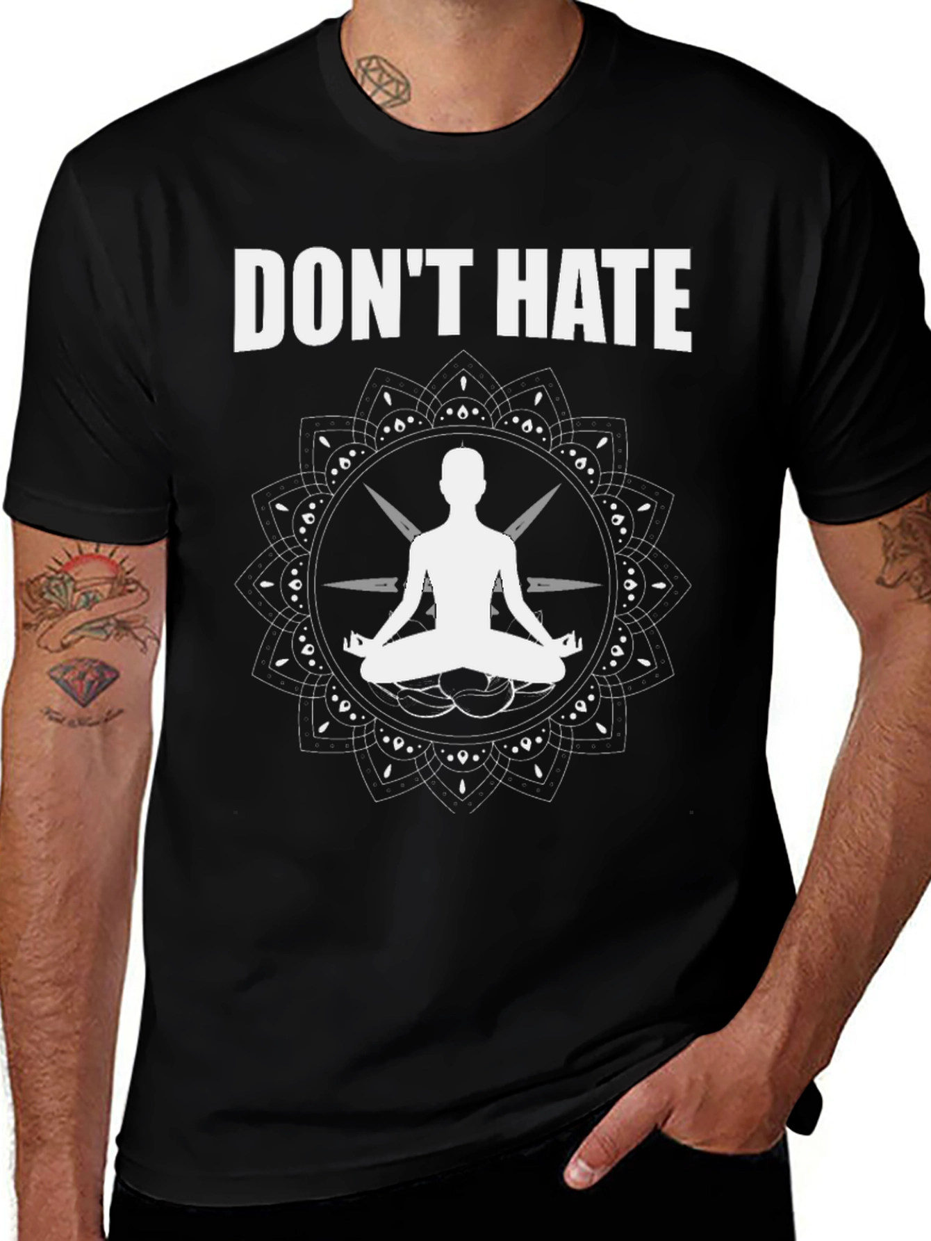Variant 11 of Don't Hate Yoga Graphic Tee - Black Cotton Blend