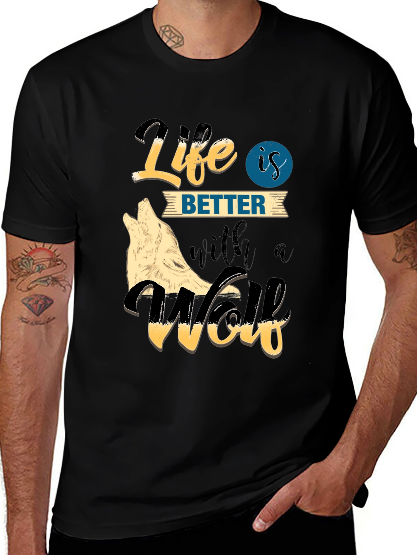 Variant 23 of Life is Better with a Wolf Graphic Tee