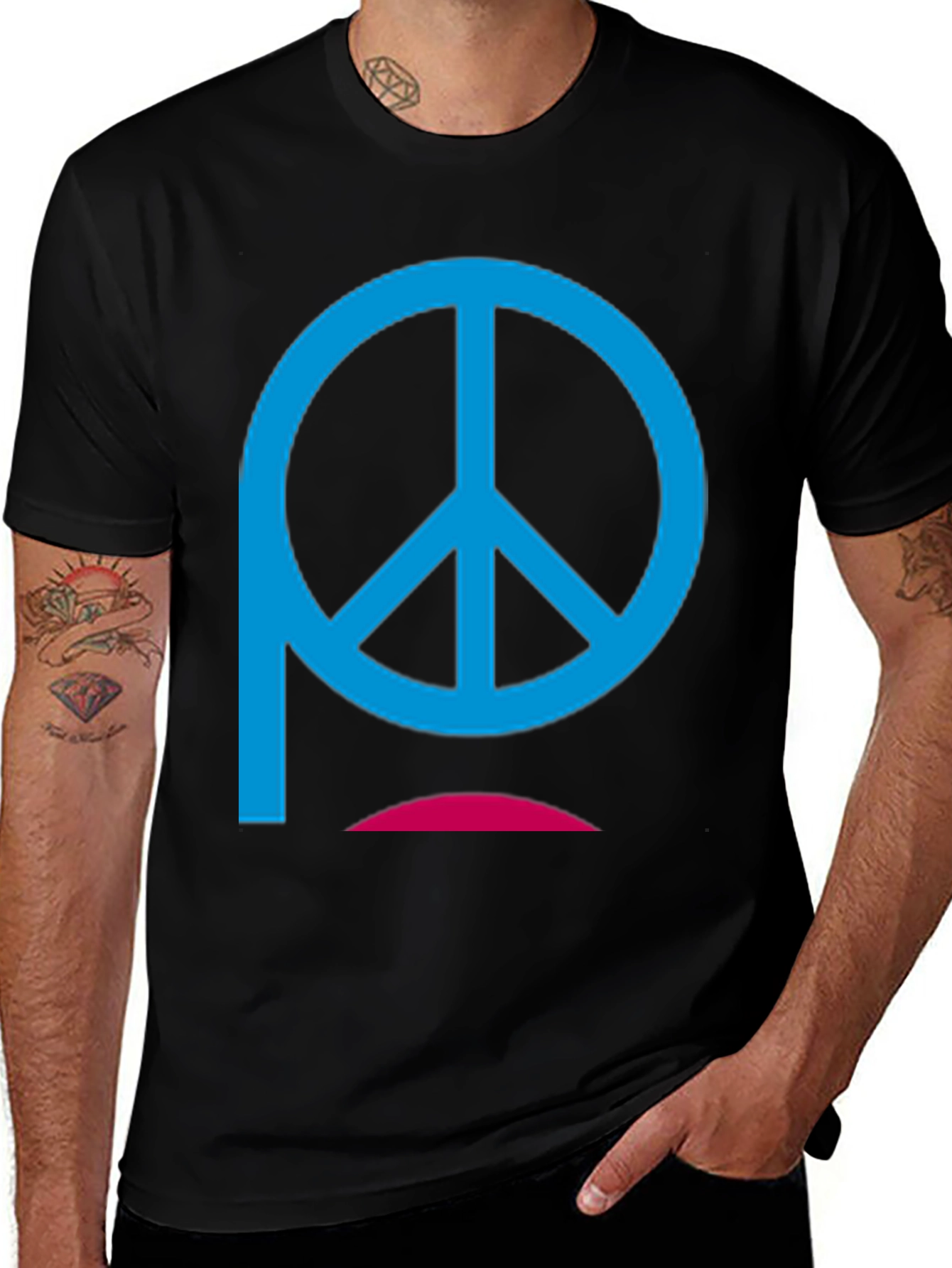 Variant 26 of Peace Symbol Graphic Tee - Classic Black