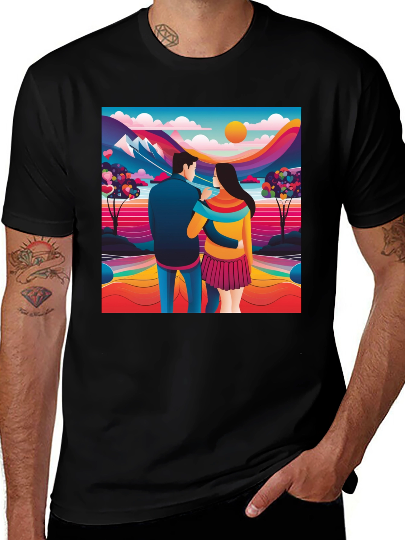 Variant 25 of Couple's Colorful Landscape Tee