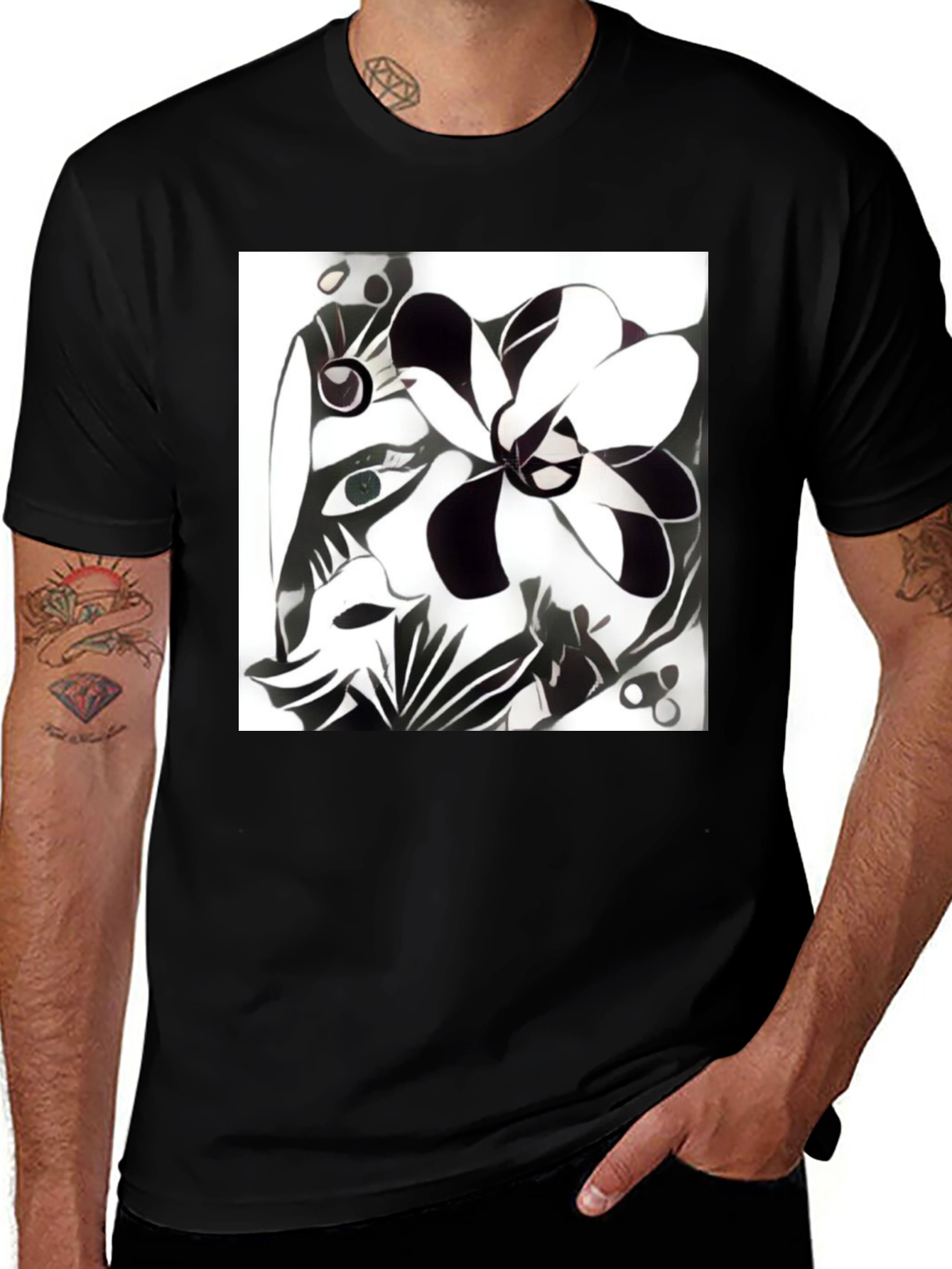 Variant 29 of Abstract Floral Graphic Tee - Unisex Cotton Blend