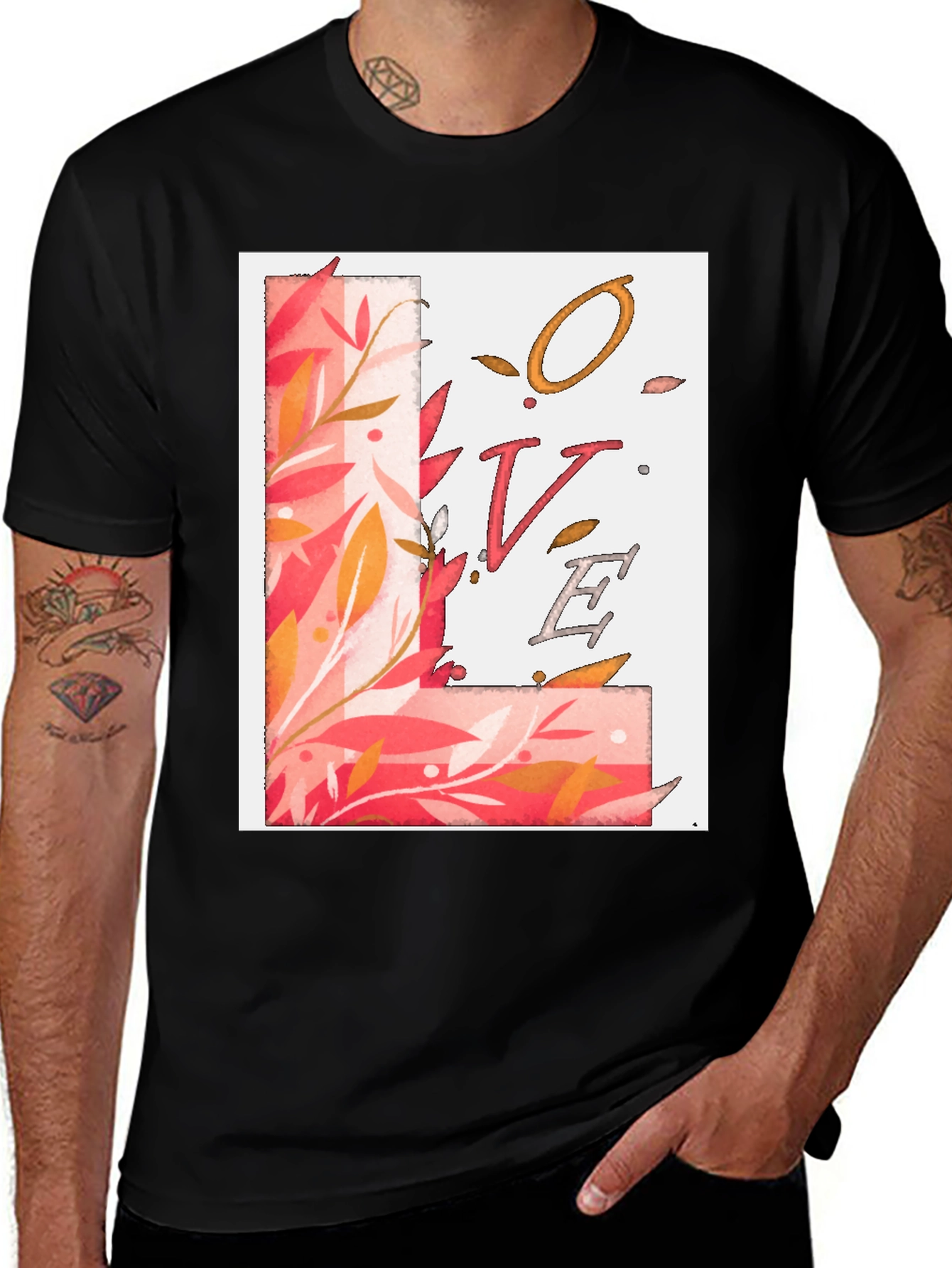 Variant 16 of Floral Love Graphic Tee - Stylish Men's T-Shirt