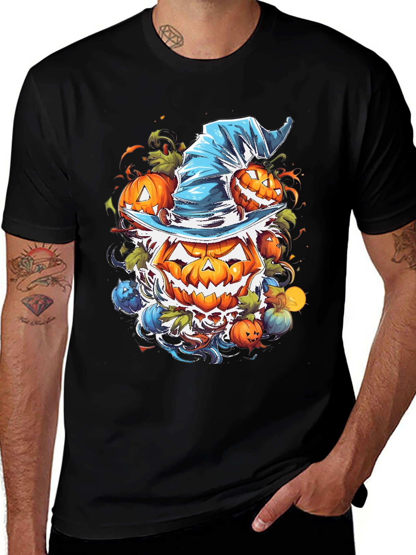 Pumpkin Scarecrow Graphic Tee - Halloween Shirt