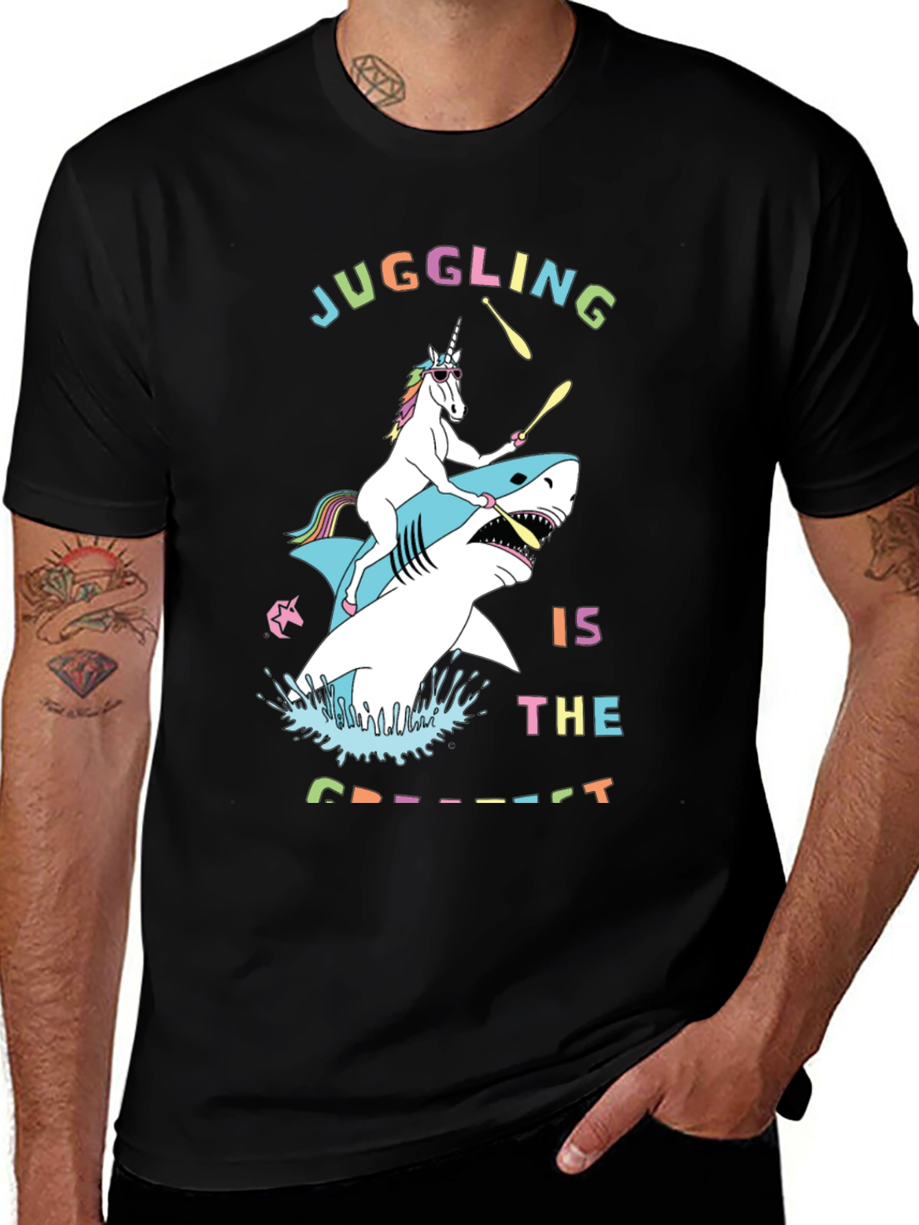 Variant 14 of Juggling Unicorn Shark Graphic Tee