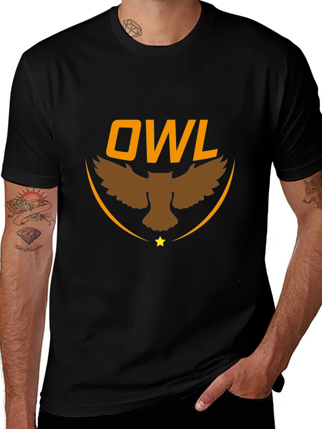 Variant 5 of OWL Graphic Print Black T-Shirt