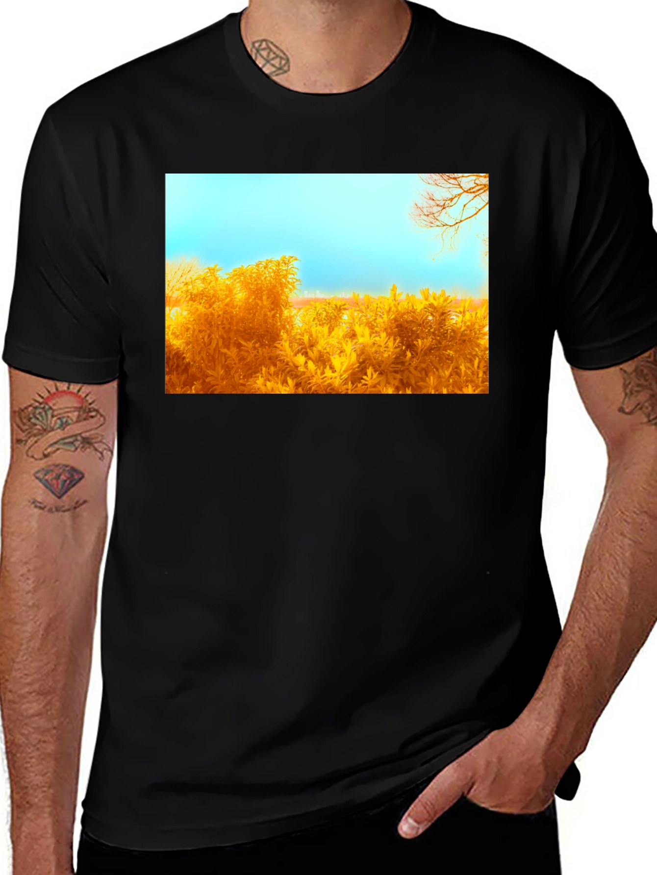 Variant 5 of Golden Field T-Shirt: Sky & Meadow Design