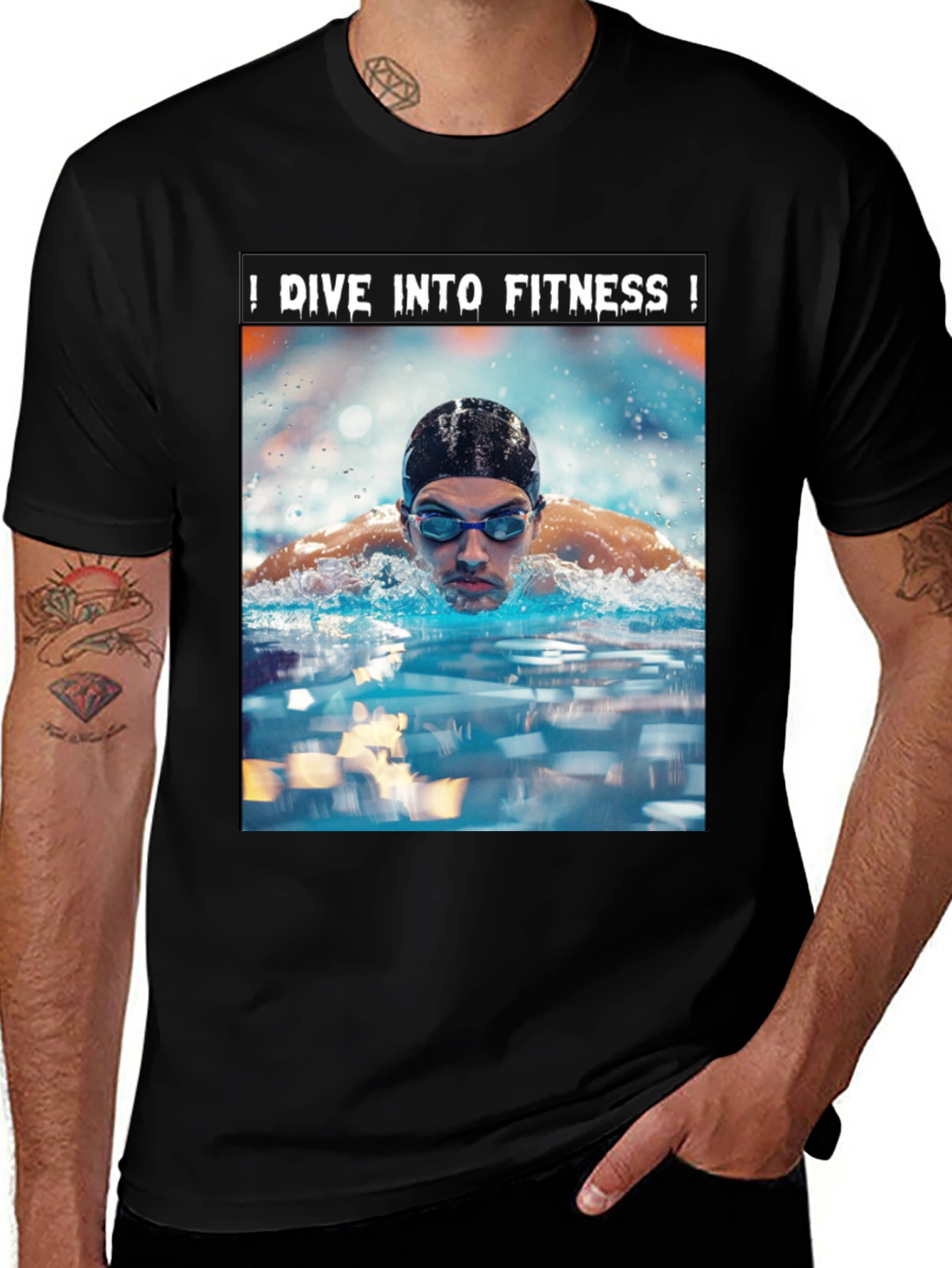 Variant 7 of Dive Into Fitness T-Shirt - Swimmer Design