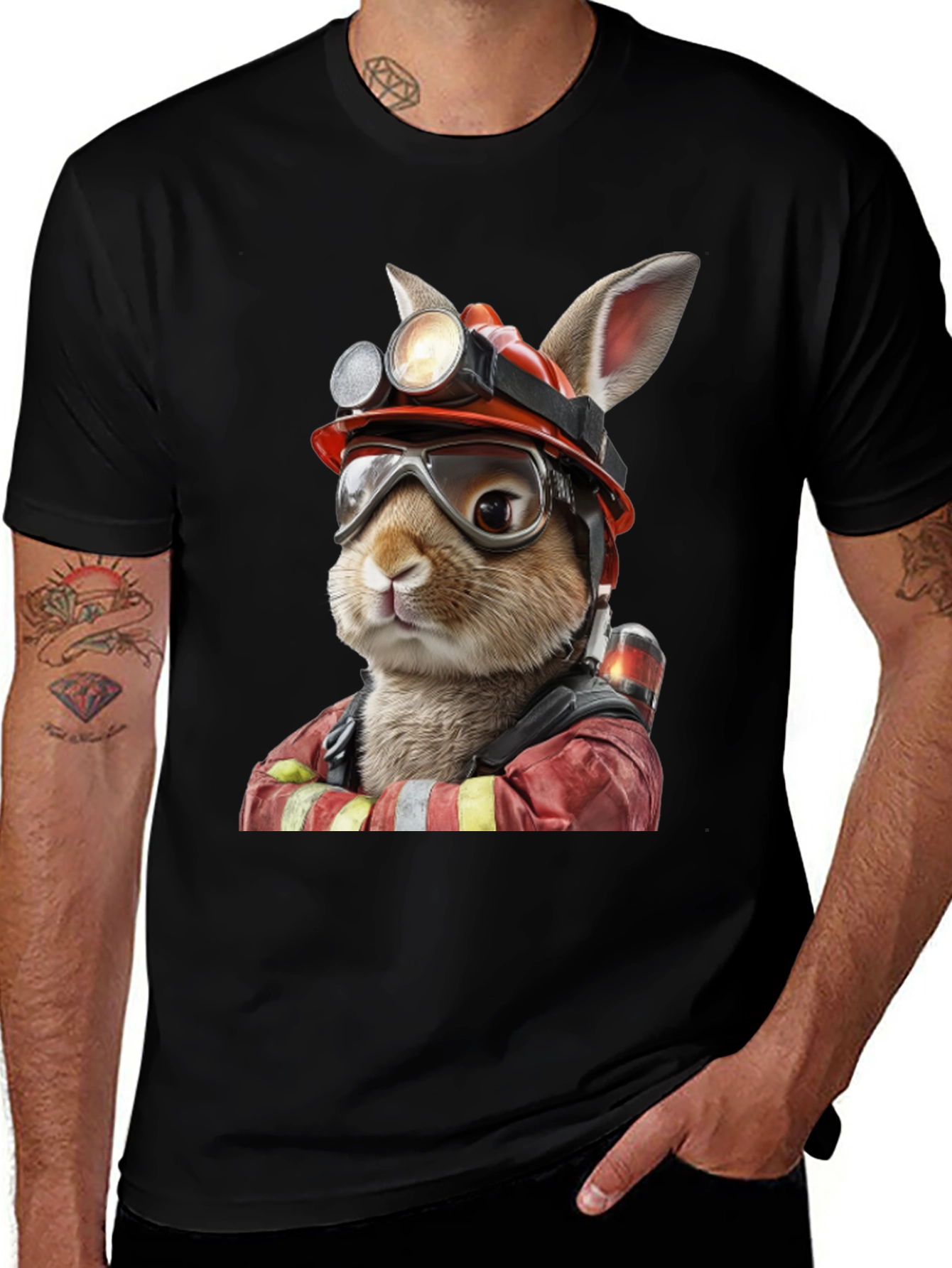 Variant 4 of Bunny Firefighter Graphic T-Shirt