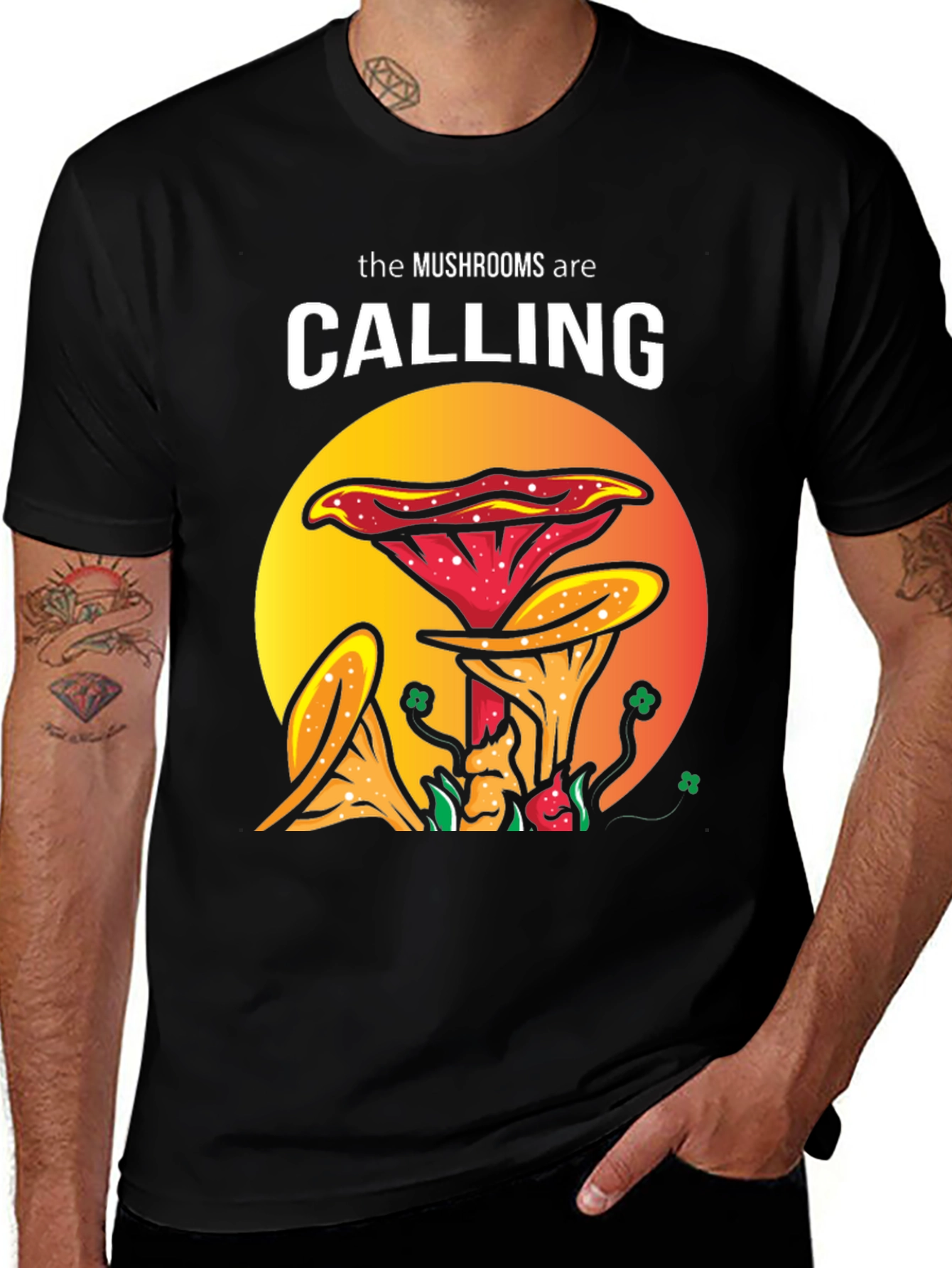 Variant 26 of Mushroom Calling Graphic Tee - Funky Unisex T-Shirt