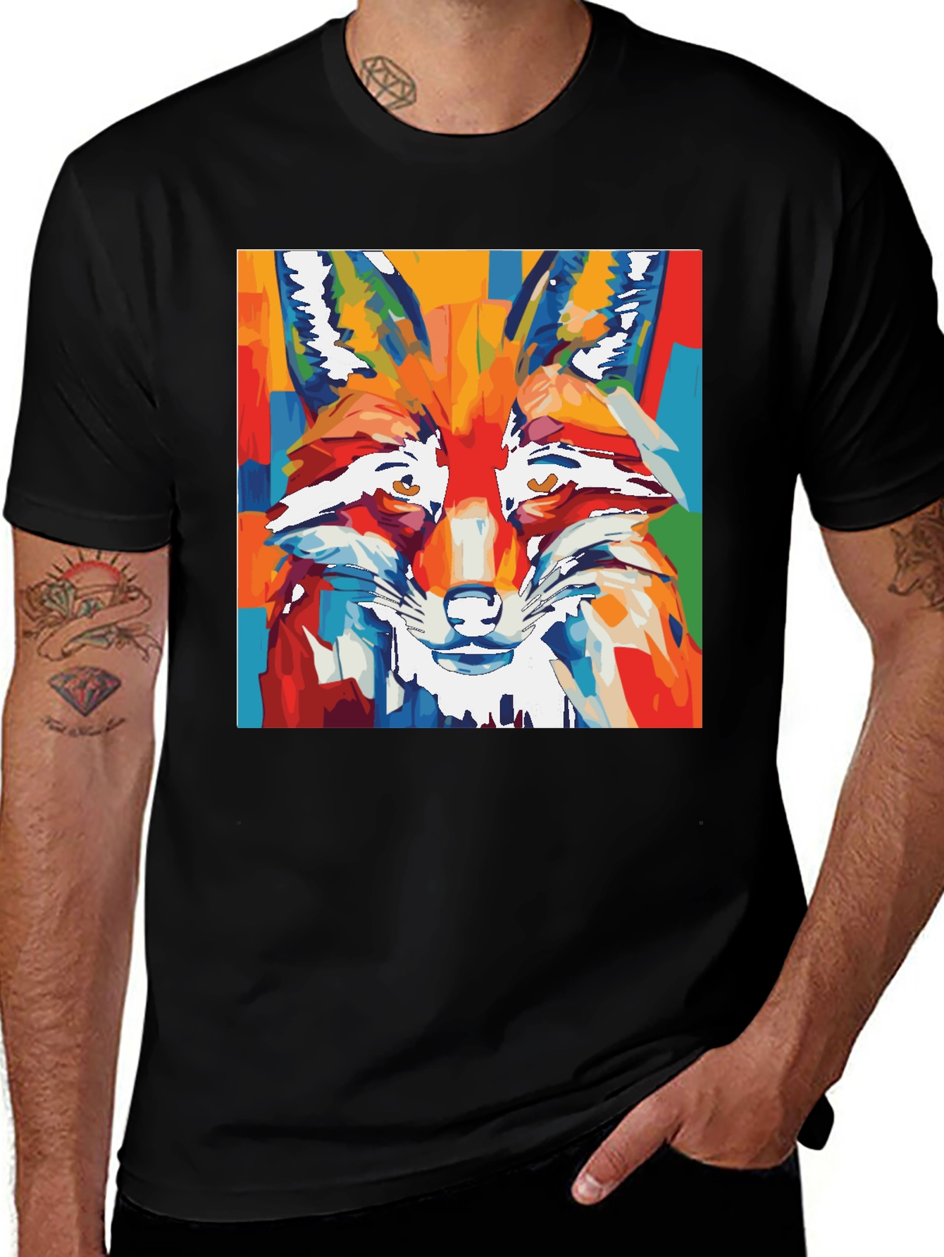 Variant 21 of Abstract Fox Graphic Tee - Artistic Animal Print Shirt