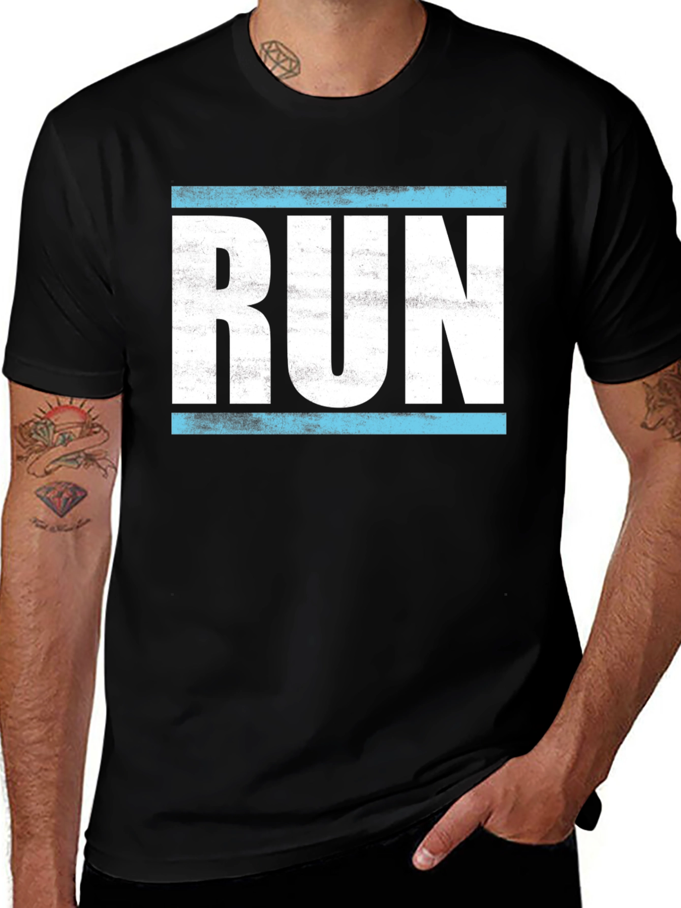 Variant 28 of Retro RUN Graphic Tee - Black