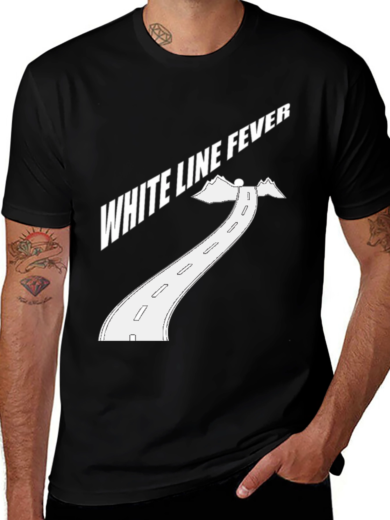 Variant 11 of White Line Fever Graphic Tee - Black Cotton