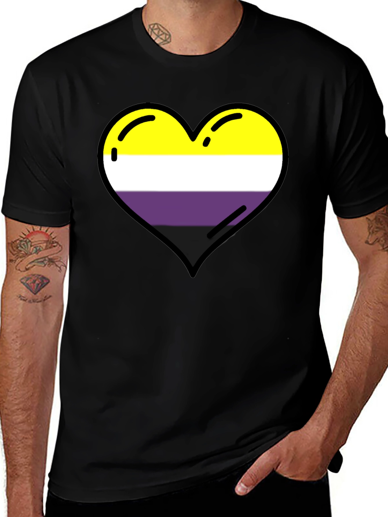 Variant 28 of Non-Binary Pride Heart Graphic T-Shirt