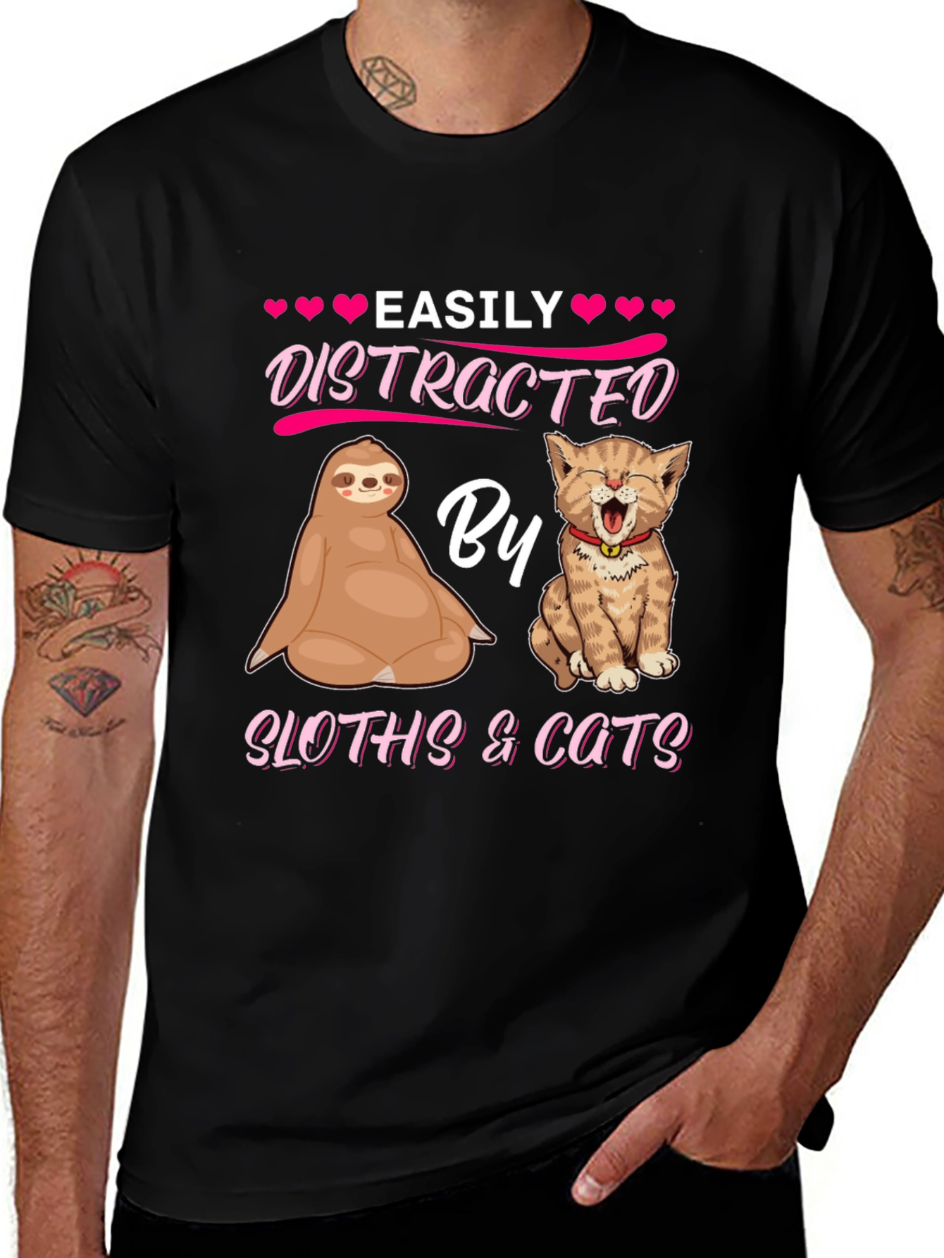 Variant 28 of Easily Distracted By Sloths & Cats T-Shirt