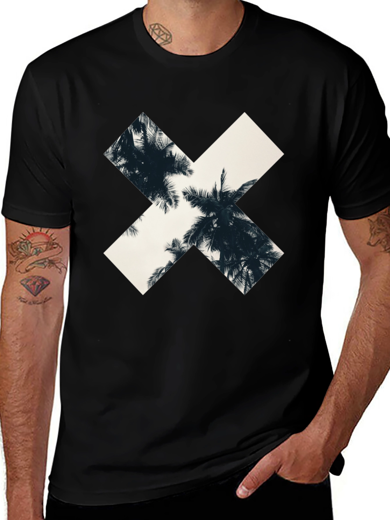 Variant 23 of Palm Tree Cross Graphic T-Shirt