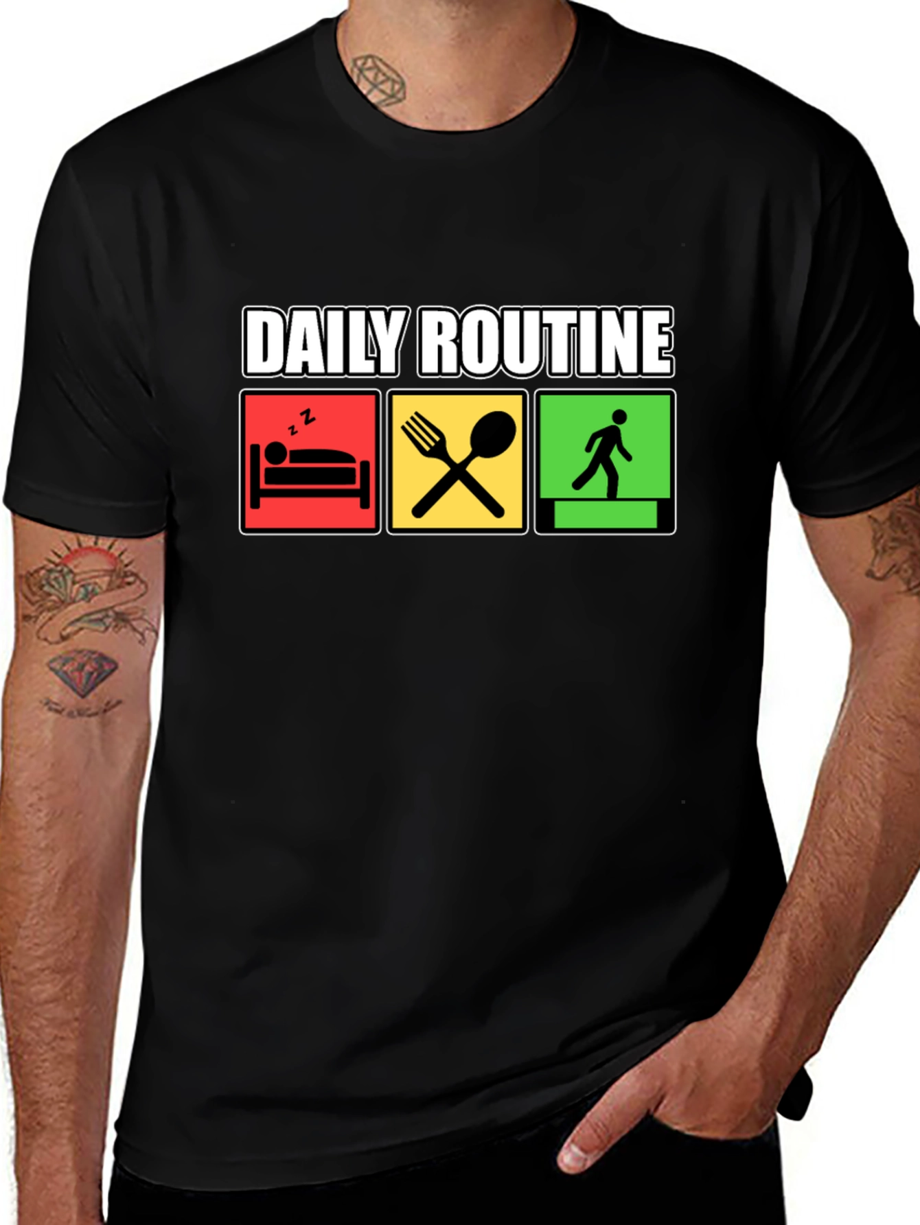 Variant 10 of Daily Routine Graphic Tee - Black Cotton T-Shirt