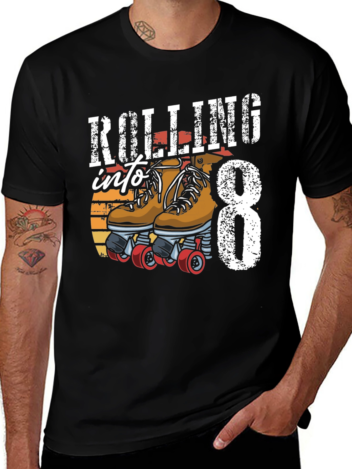 Rolling into 8 T-Shirt Birthday Gift 