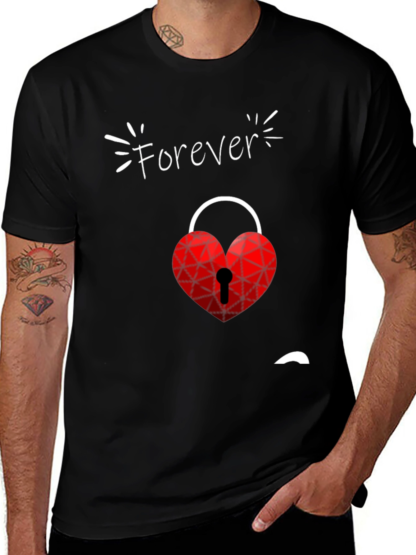Variant 26 of Forever Love Heart Lock Graphic Tee