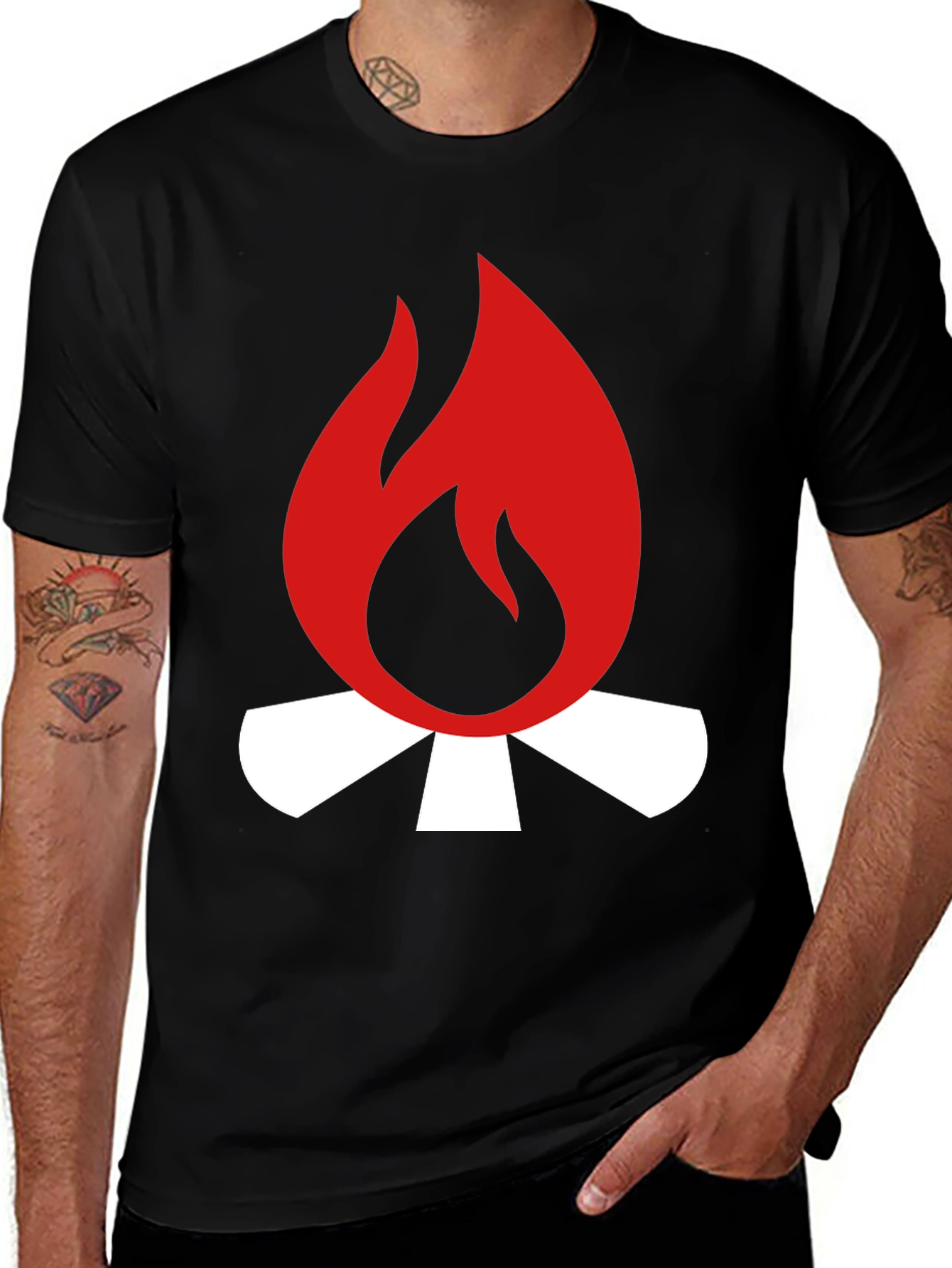 Variant 4 of Campfire Graphic Tee - Black Casual T-Shirt