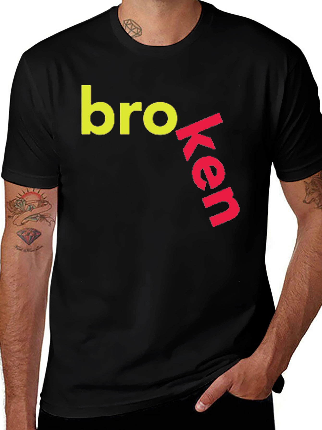 Variant 18 of Bro Ken Graphic Tee - Men's Black T-Shirt