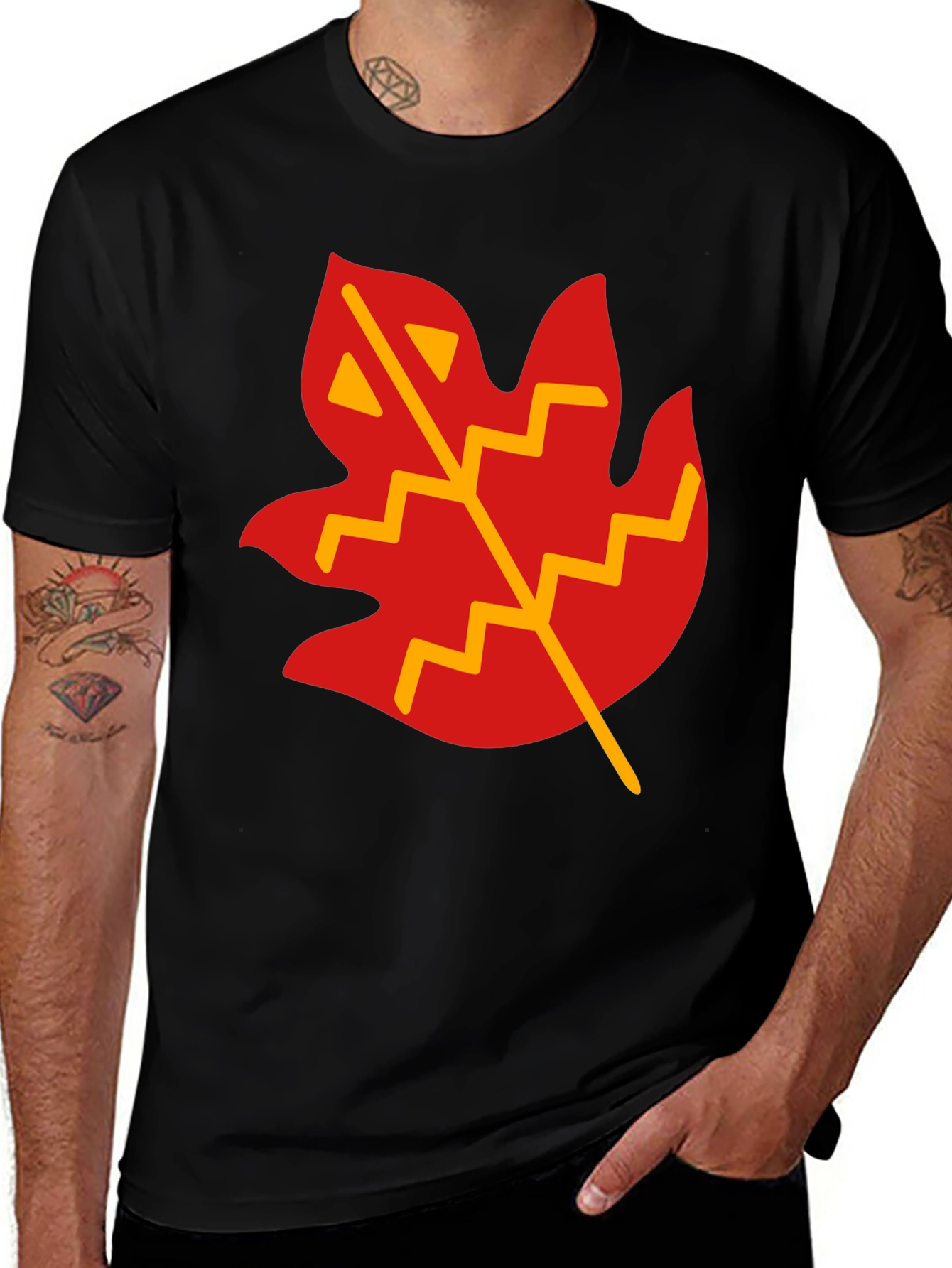 Variant 5 of Leaf Graphic T-Shirt - Casual Black Tee