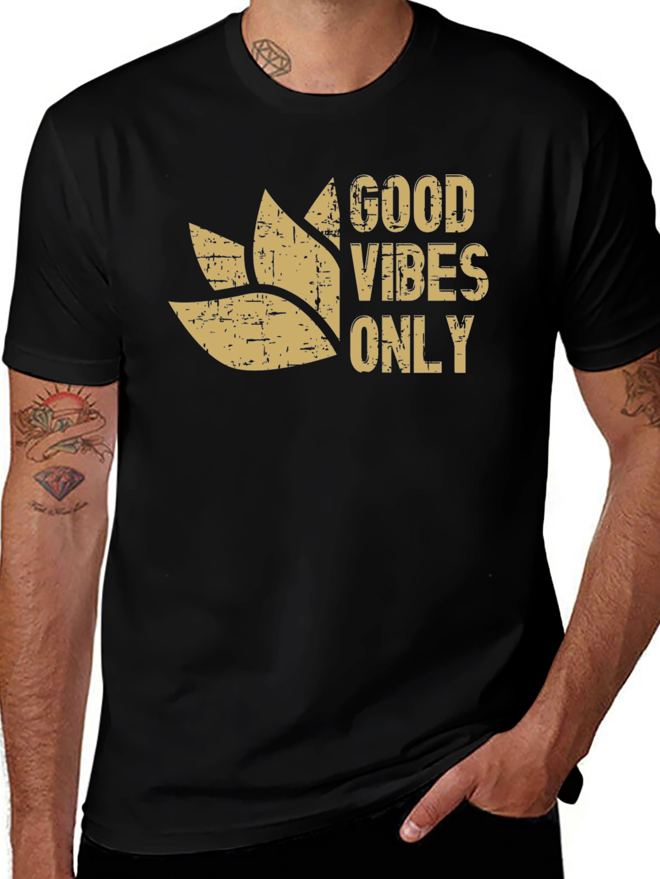 Variant 29 of Good Vibes Only Graphic Tee - Black Cotton Blend