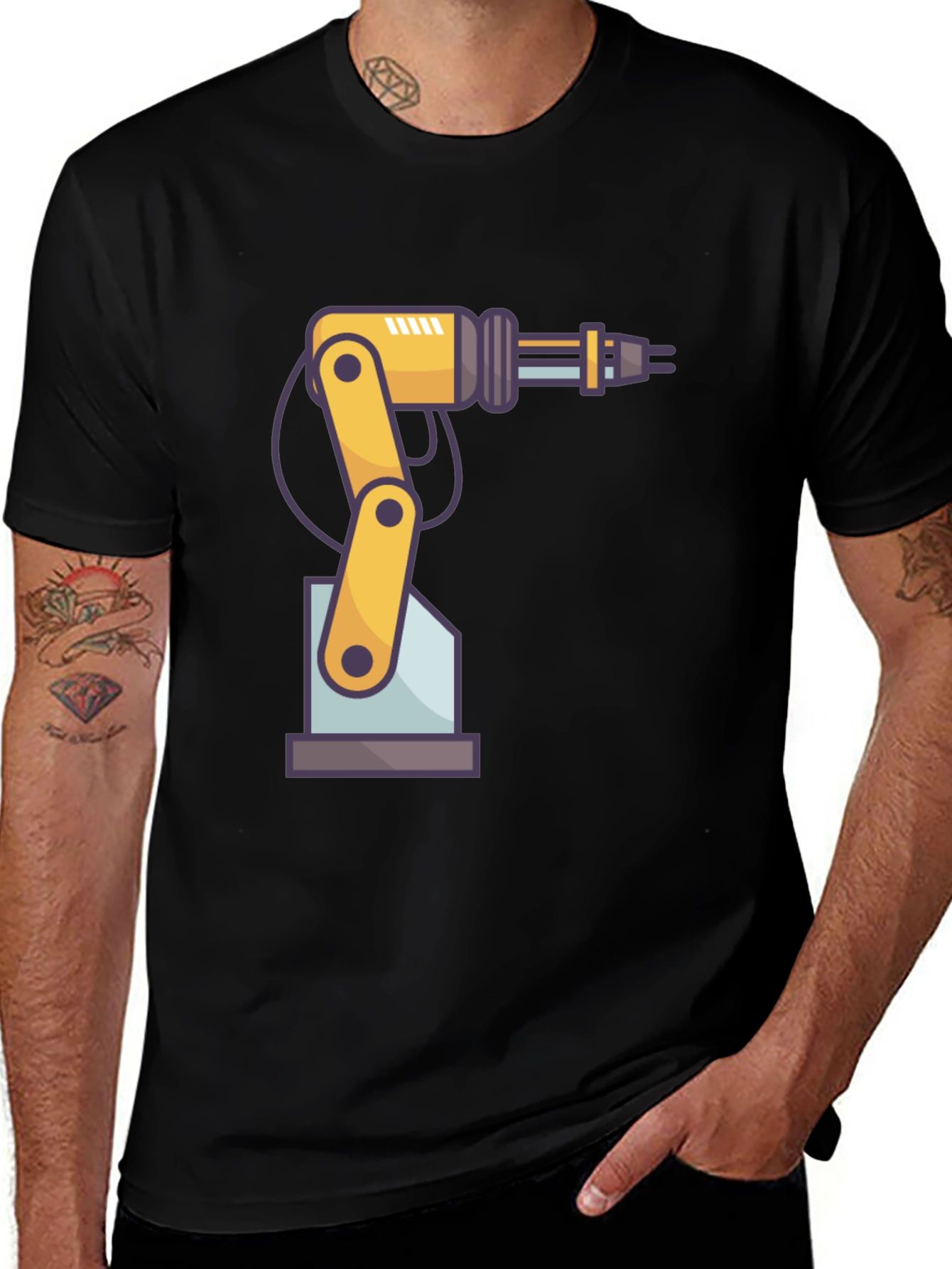 Robotic Arm Graphic T-Shirt - Cool Tech Design