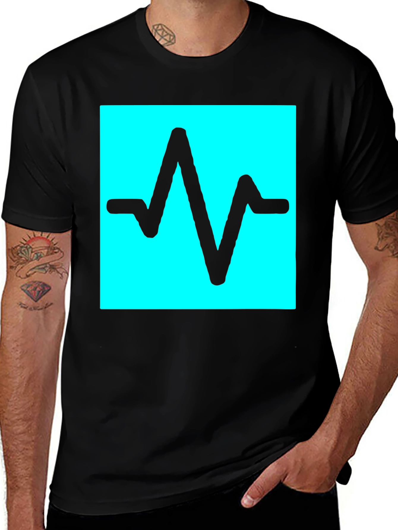 Variant 22 of Pulse Wave T-Shirt - Black Graphic Tee