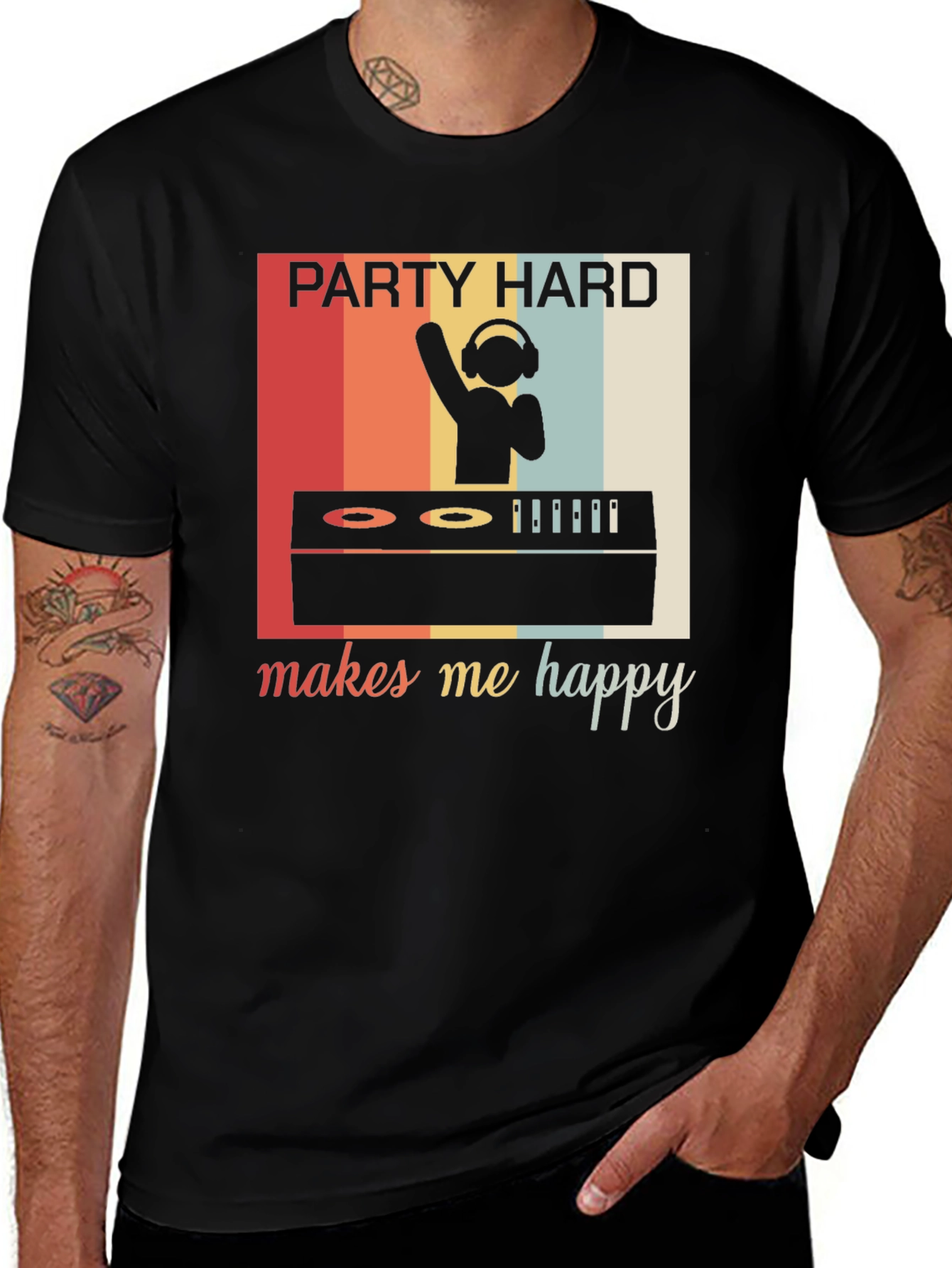 Variant 24 of Party Hard Makes Me Happy Retro Graphic Tee