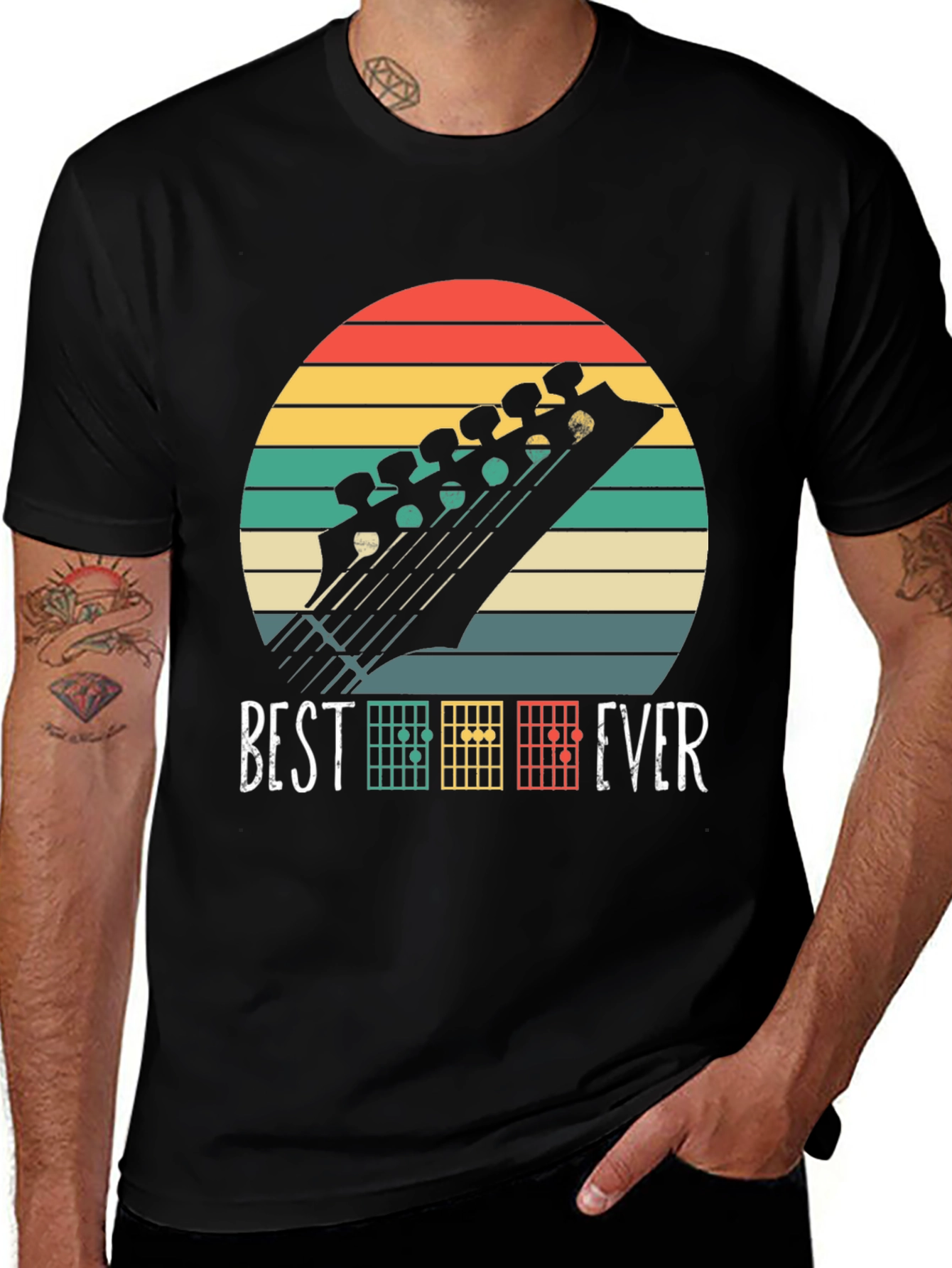 Variant 12 of Guitar Headstock Sunset T-Shirt - Best EVER