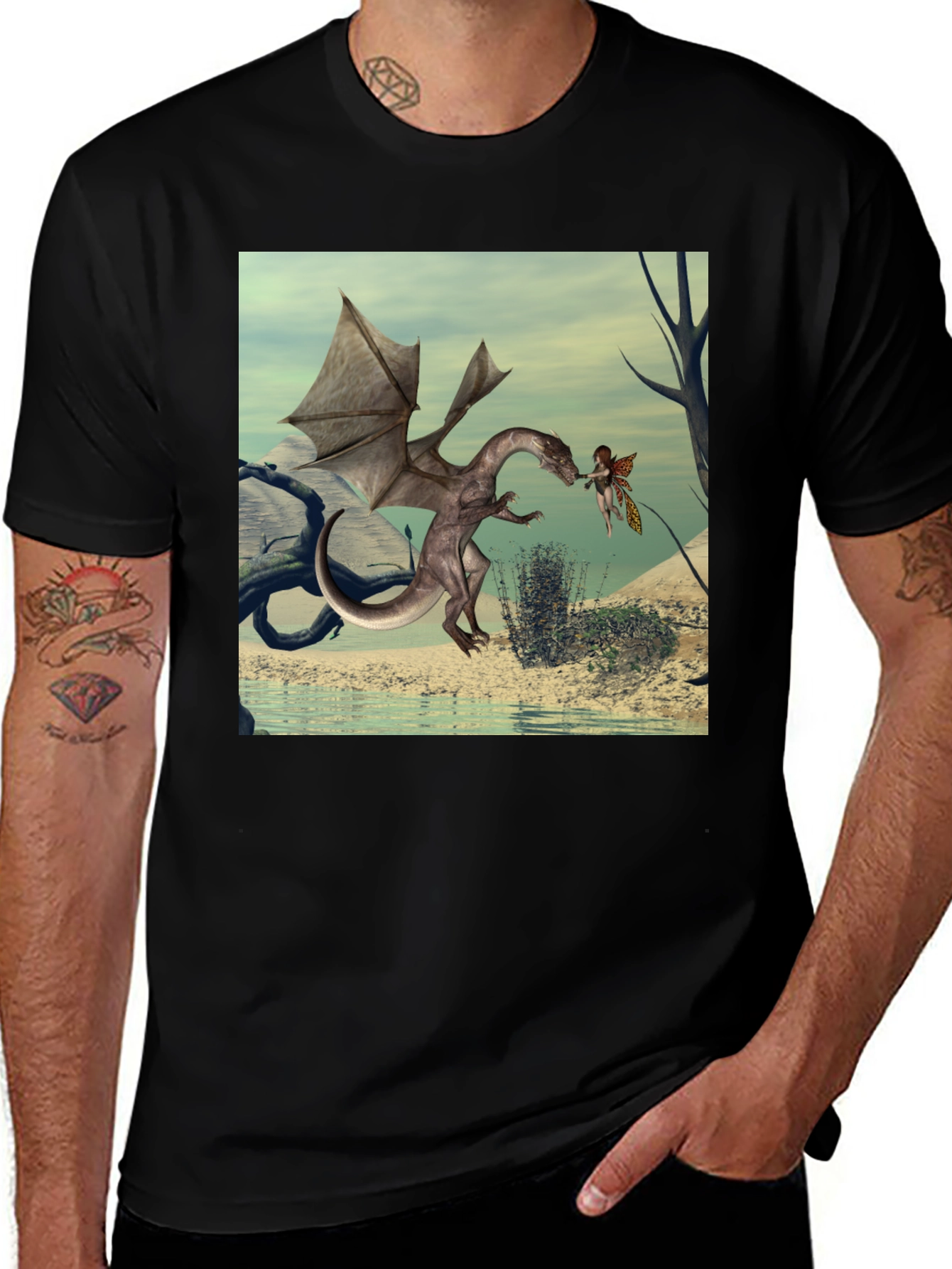 Variant 20 of Dragon and Fairy Graphic T-Shirt