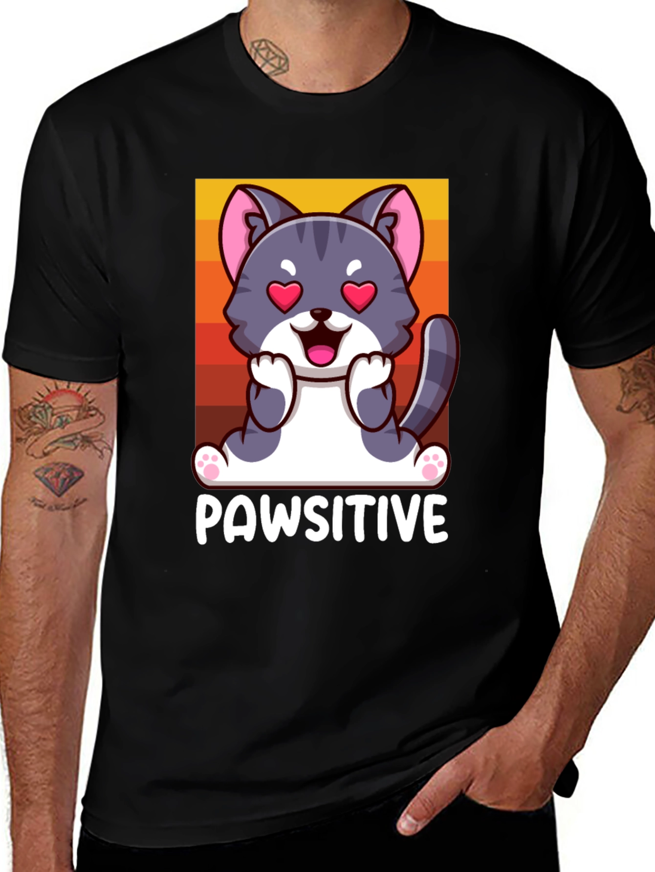 Pawsitive Cat Graphic Tee - Cute & Comfy