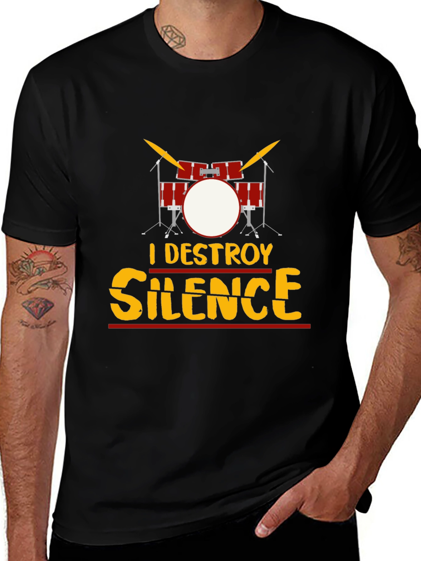 Variant 6 of I Destroy Silence Drum Set Graphic Tee