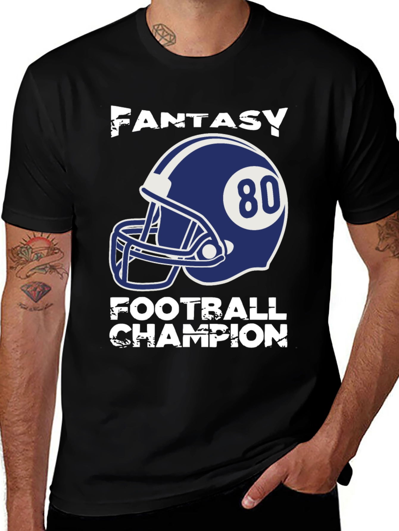 Variant 10 of Fantasy Football Champion T-Shirt - Number 80 Helmet
